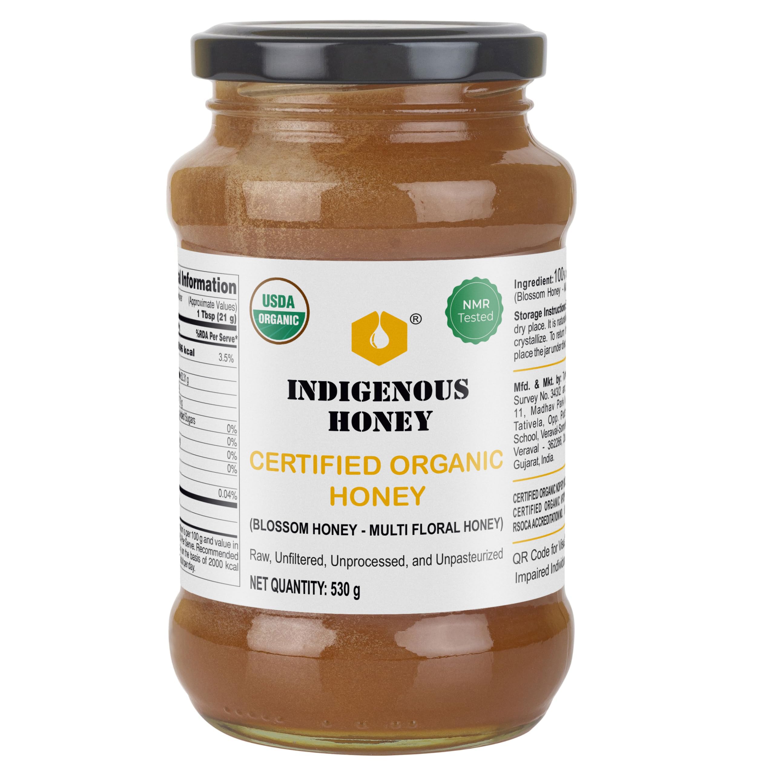 INDIGENOUS HONEY Raw Organic Honey NMR Tested NPOP Organic Certified Pure Natural Unprocessed Original Honey - 530 g Glass Jar (Pack of 1) (B07H5PVCH7) Amazon Price History, Amazon Price Tracker