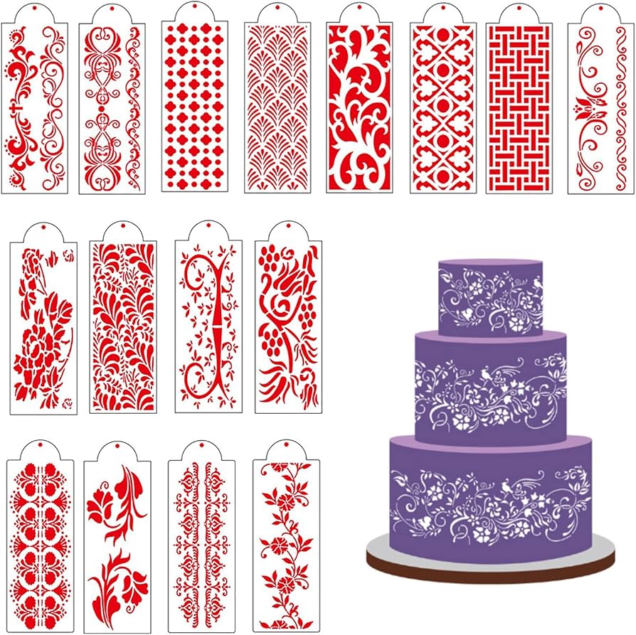 Amazon.com: Cake Stencils,Cake Decorating Stencil,Floral Cake Hollow Lace Cookie Fondant Dessert Cake Templates,Cake Side Decorating Templates,Cake Flower Edge Stencil,Lace Decoration Stencils Baking Tools: Home & Kitchen