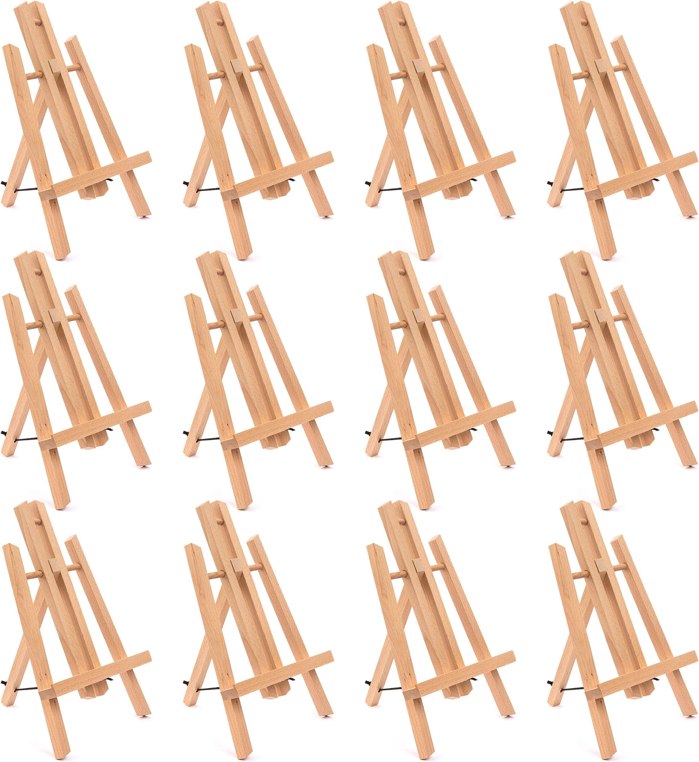 Academy Art Supply 11.8" A-Frame 30CM Beechwood Varnished Wooden Artist Easel for All Ages Painting and Kids Crafts, Tabletop Display Stand Tripod (12 Pack)