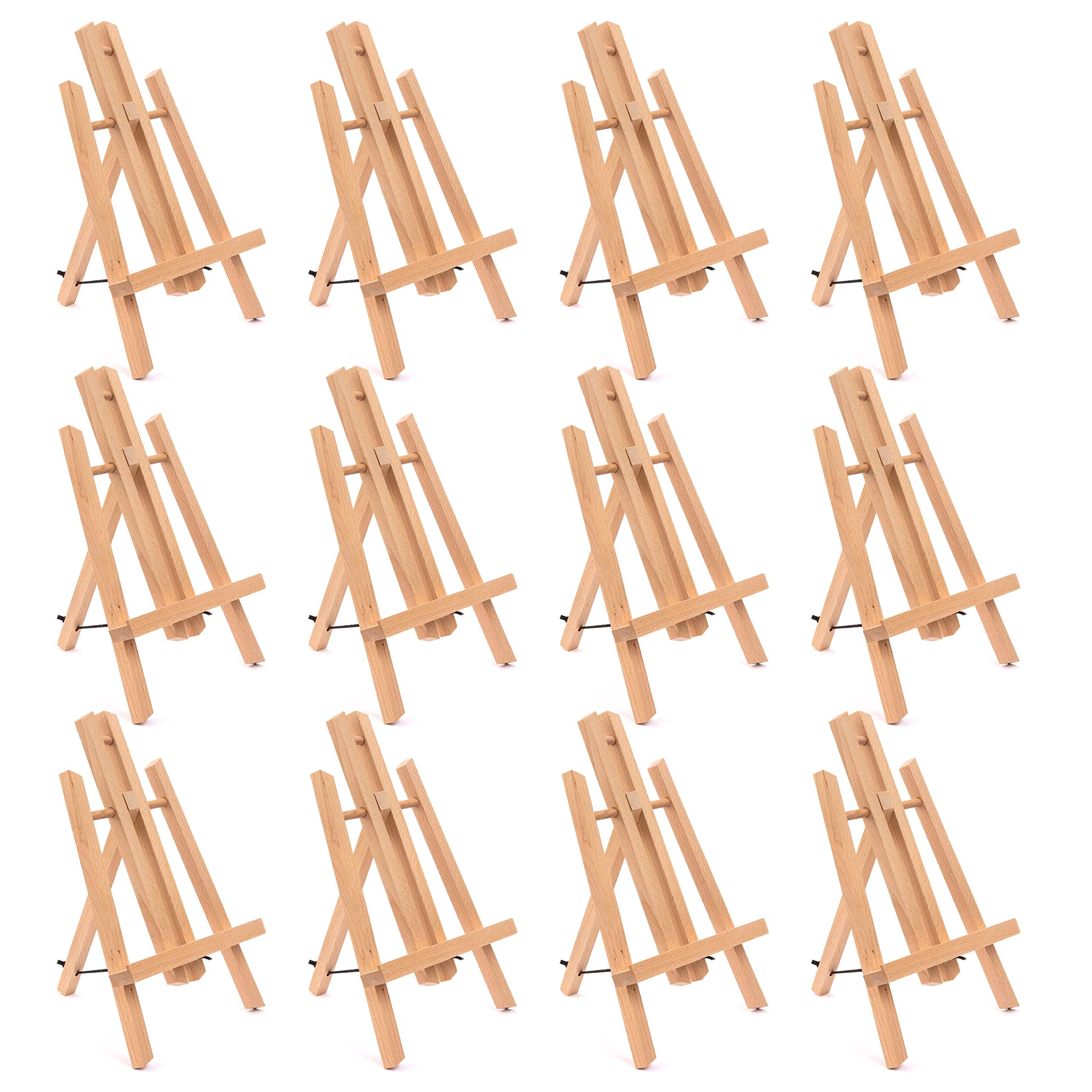 Academy Art Supply 11.8" A-Frame 30CM Beechwood Varnished Wooden Artist Easel for All Ages Painting and Kids Crafts, Tabletop Display Stand Tripod (12 Pack)
