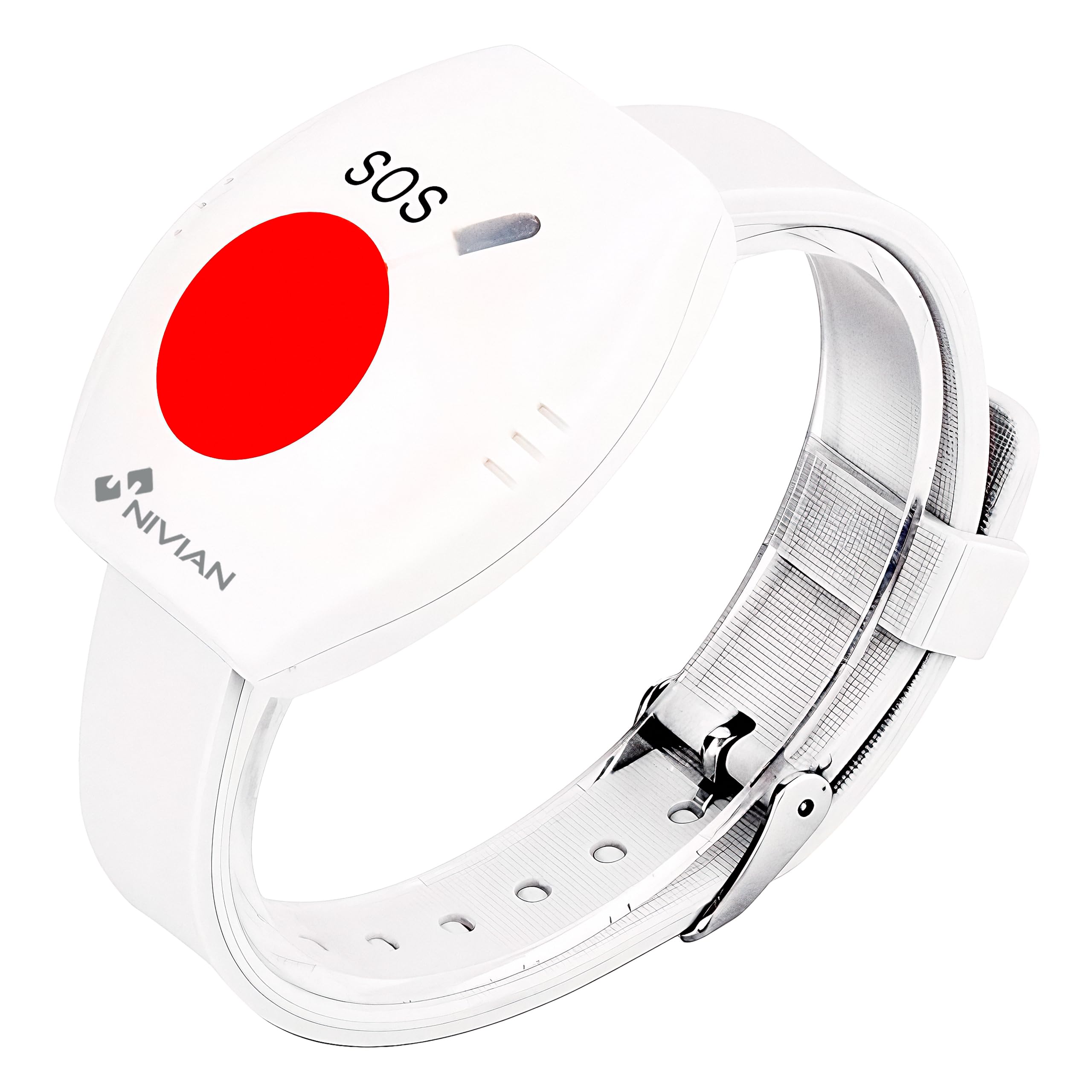 Nivian NVS-Bracelet - Botón de Emergencia SOS Inalámbrico en Brazalete, 433 MHz, Alcance 80 m, LED Indicador, Periférico de Seguridad para Hogar o Negocio