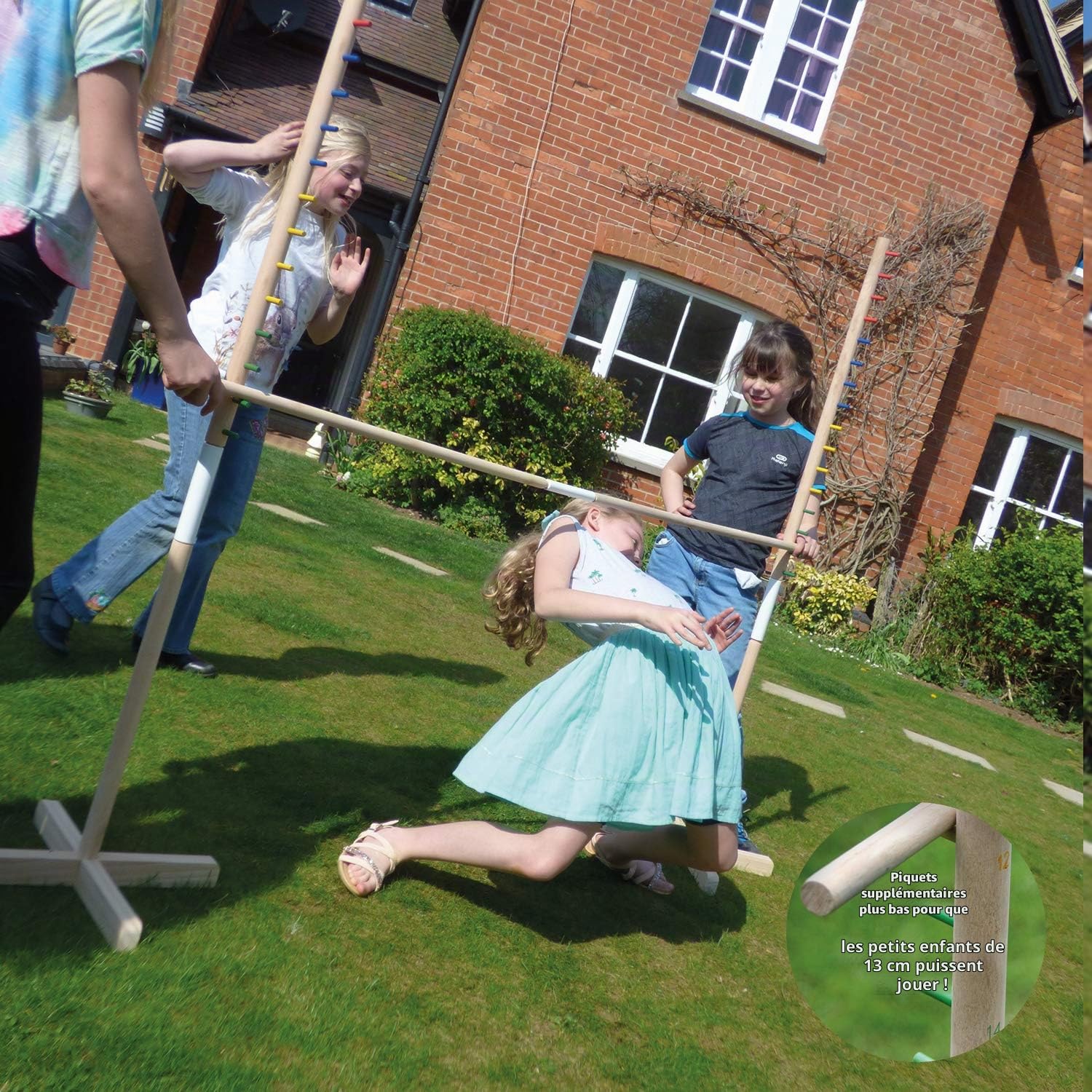 Garden Games Jeu Limbo en Bois dans Un Sac - Nouveau Design Plus Solide avec des Chevilles Plus Bas pour Tous Les Âges