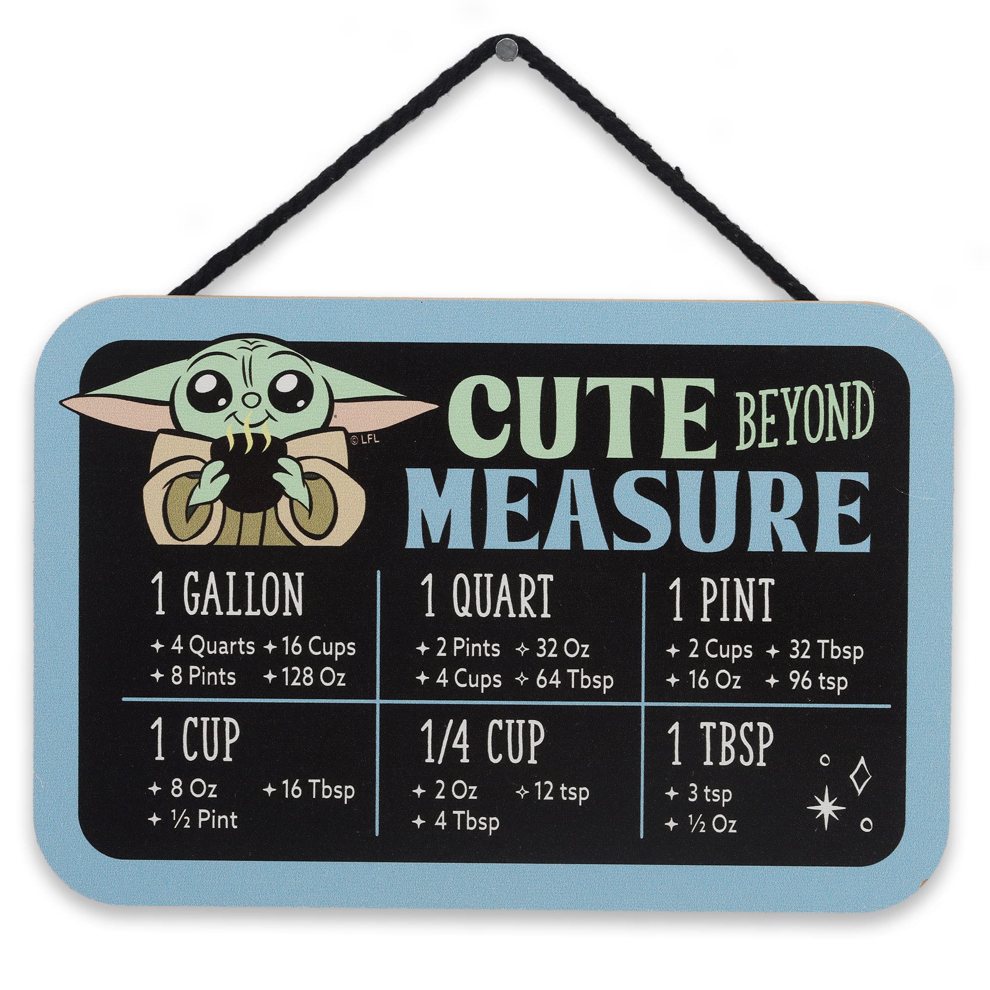 Tableau de conversion de cuisine Star Wars Grogu en bois à suspendre