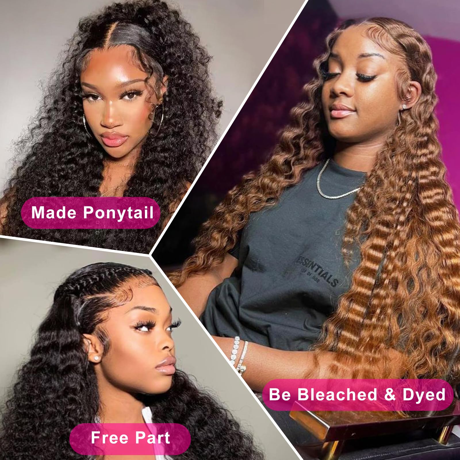 32 Inch 13x6 Deep Wave Lace Front Wig Human Hair Pre Plucked 200 Density 32 Inch Body Wave Lace Front Wigs Blended Human Hair Pre  main image 3