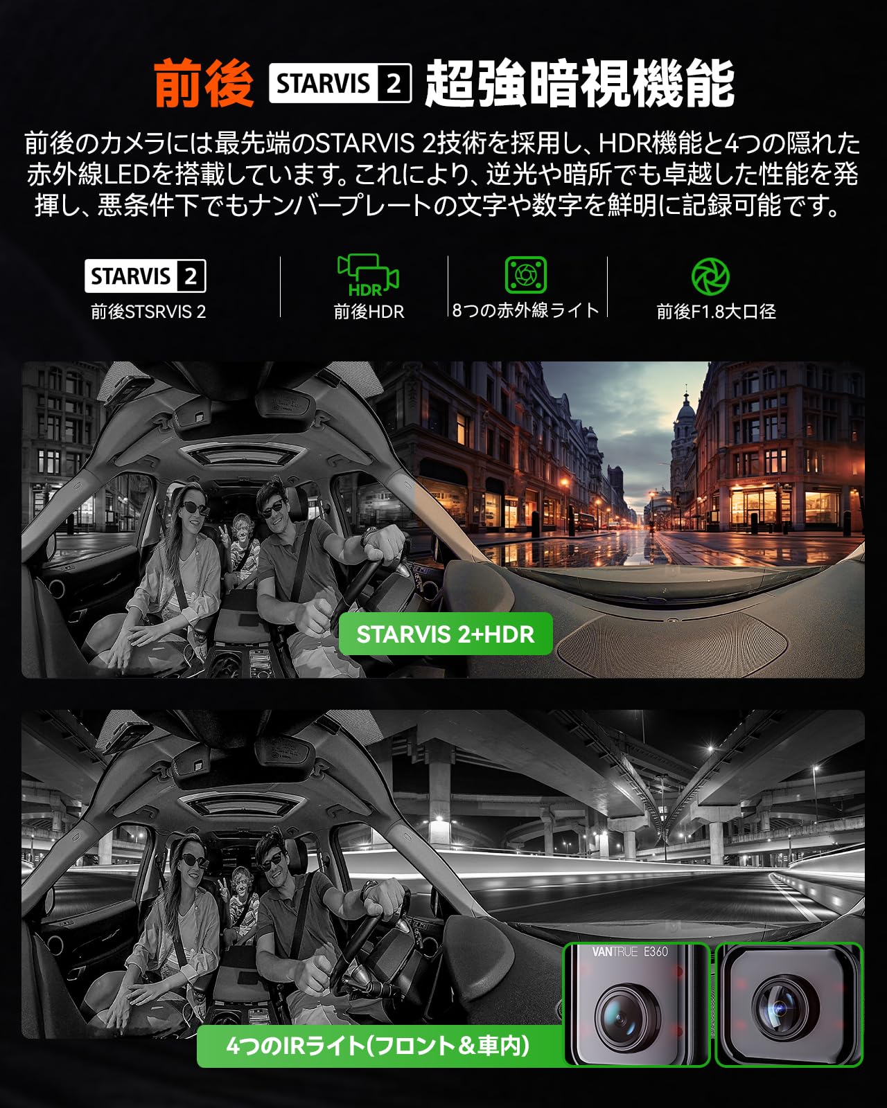 Amazon.co.jp: VANTRUE 全方向360度 ドライブレコーダー E360 ＆ RC03