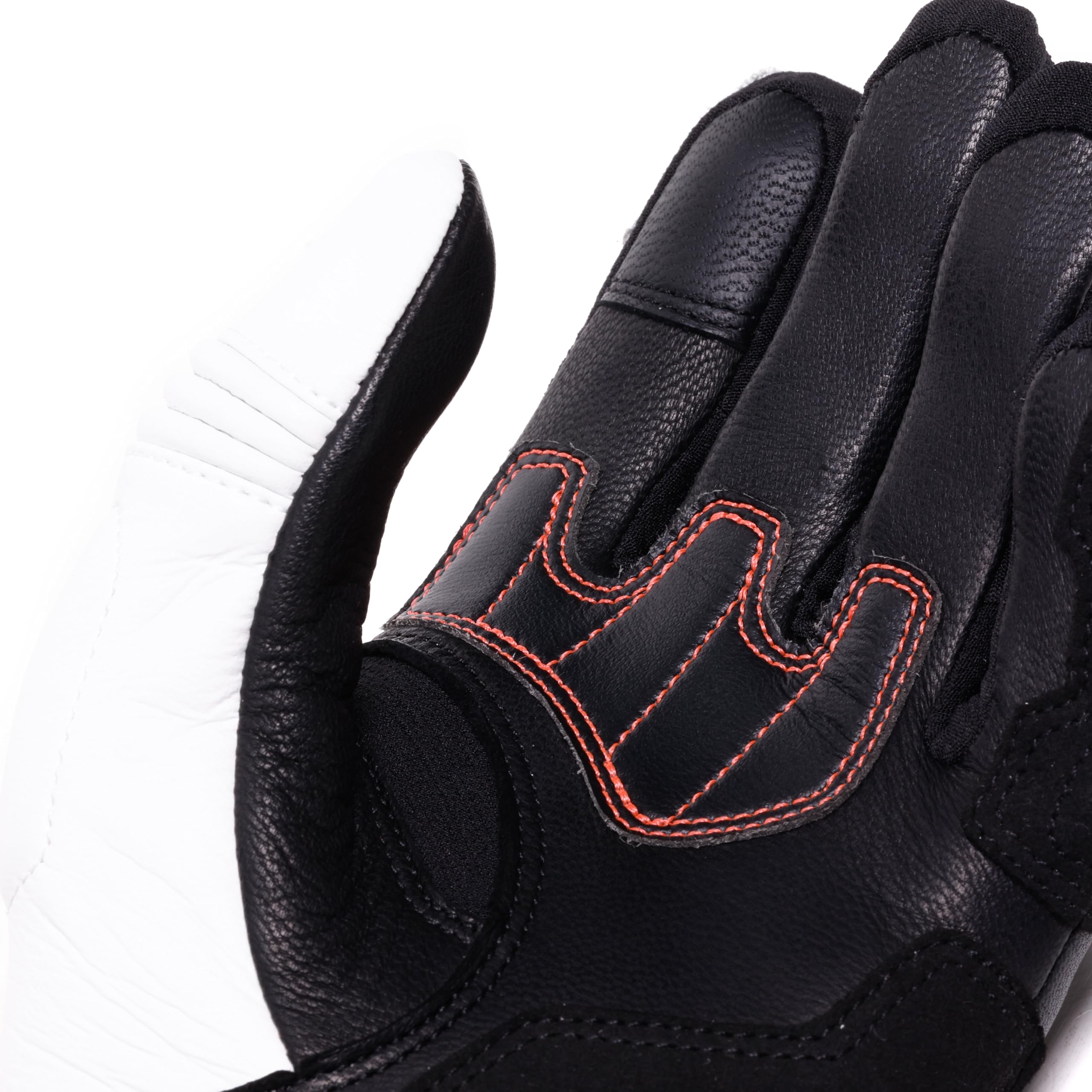 DAINESE Reacto Carbon Short Gloves Wmn, Guanti Moto Corti Donna in Pelle con Protezione Nocche in Carbonio e Imbottiture Palmo e Dita Smart Touch, Per Donna, Black/White/Red-Fluo, XS