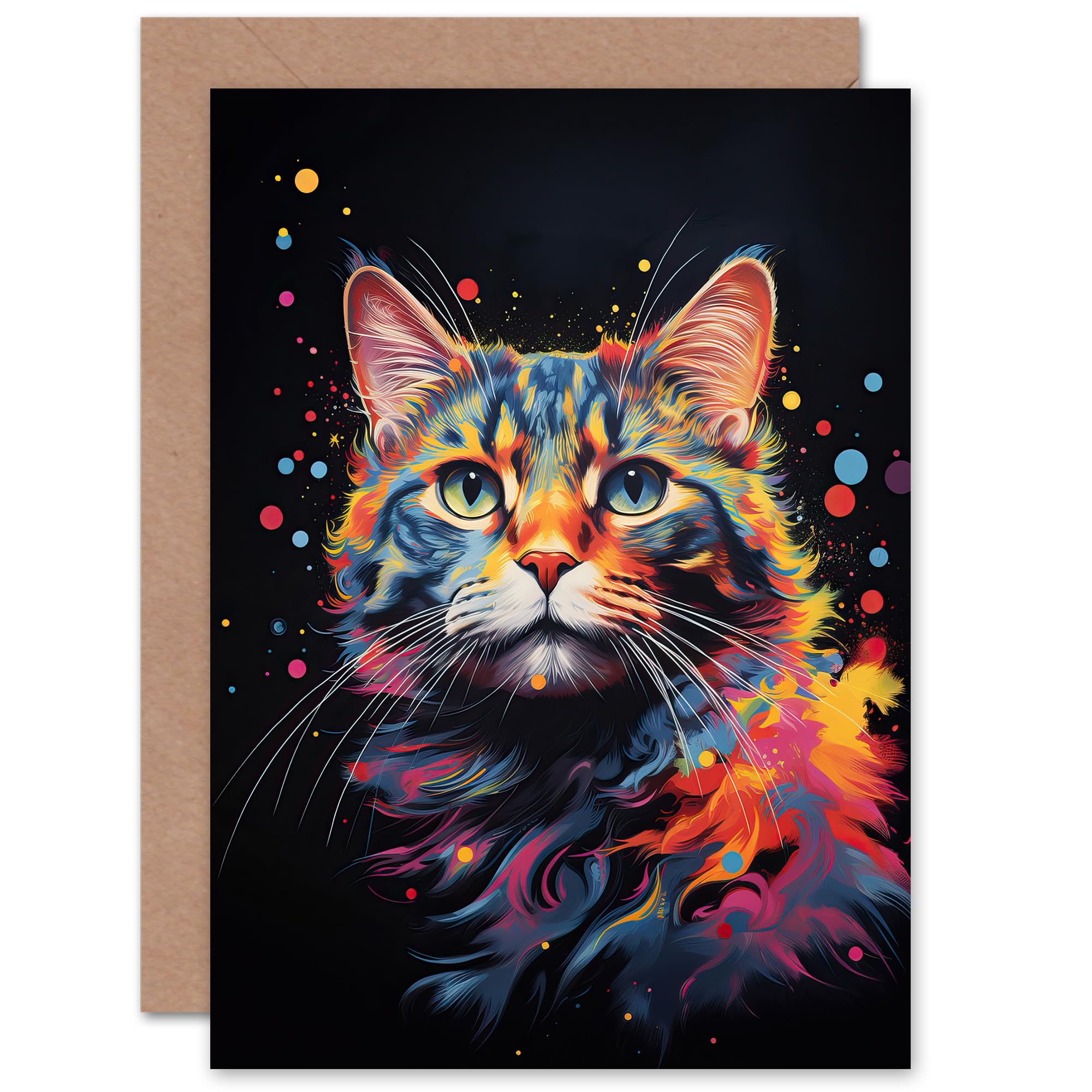 Artery8 Greeting Card - Tabby Cat Artwork Painting - Blank Card
