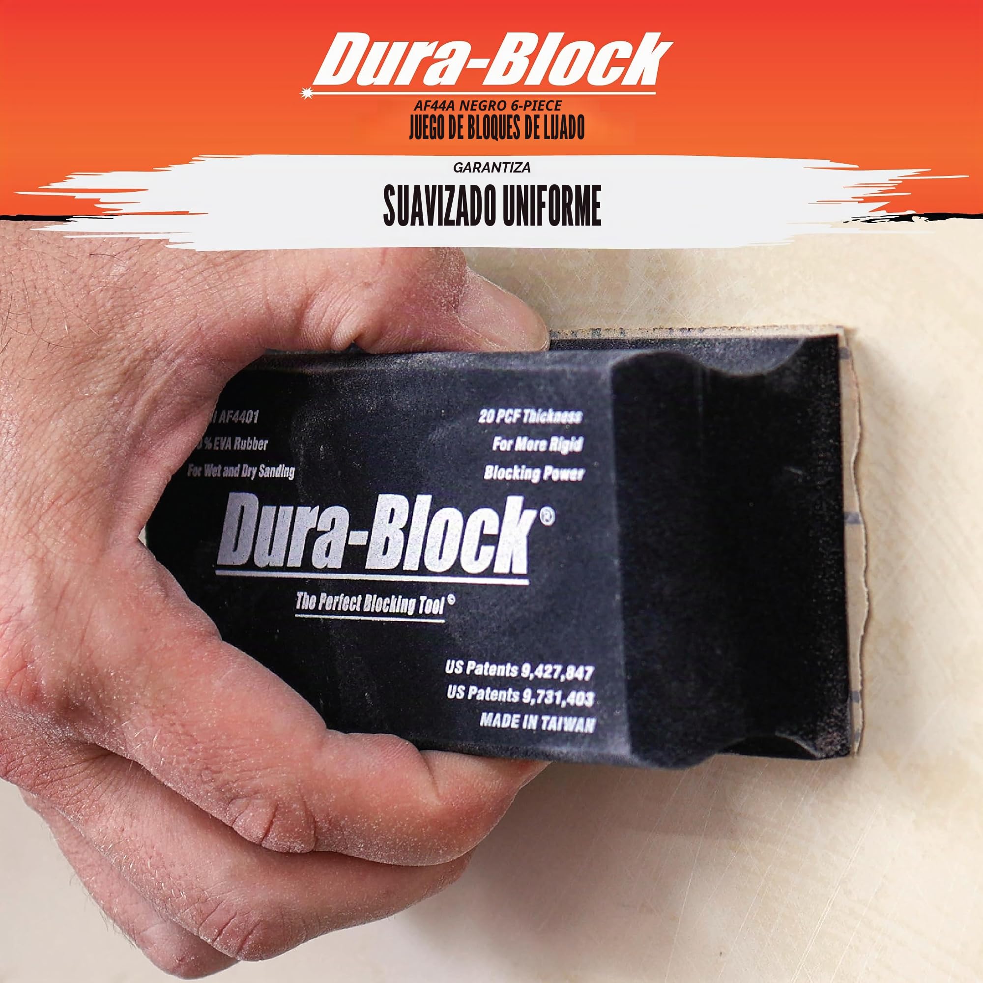 Dura-Block, Juego de 6 bloques de lijado de espuma EVA flexible en húmedo o seco para carrocería automotriz