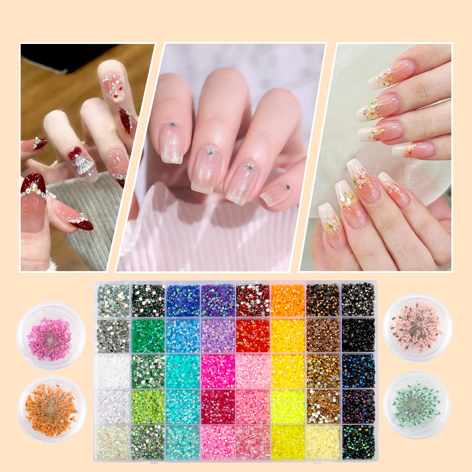 Bedazzling Kit 32000 Stück Strasssteine 40 Farben 3mm Jelly Glitzersteine Bedazzler kit with Glue Bedazzle Set mit Trockenblumen Pinzette Wachsstift für Nägel Handwerk Bücher Handyhüllen