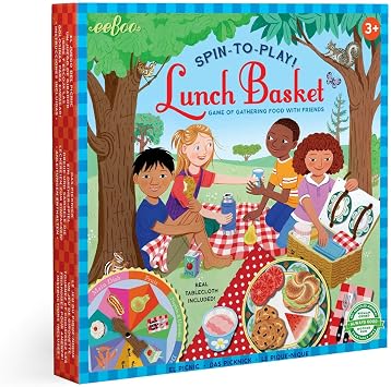 eeBoo Lunch Basket Spinner Game, Educational Games and Activities That Cultivate Conversation, Socialization, and Skill-Building, Perfect for Ages 3 and up