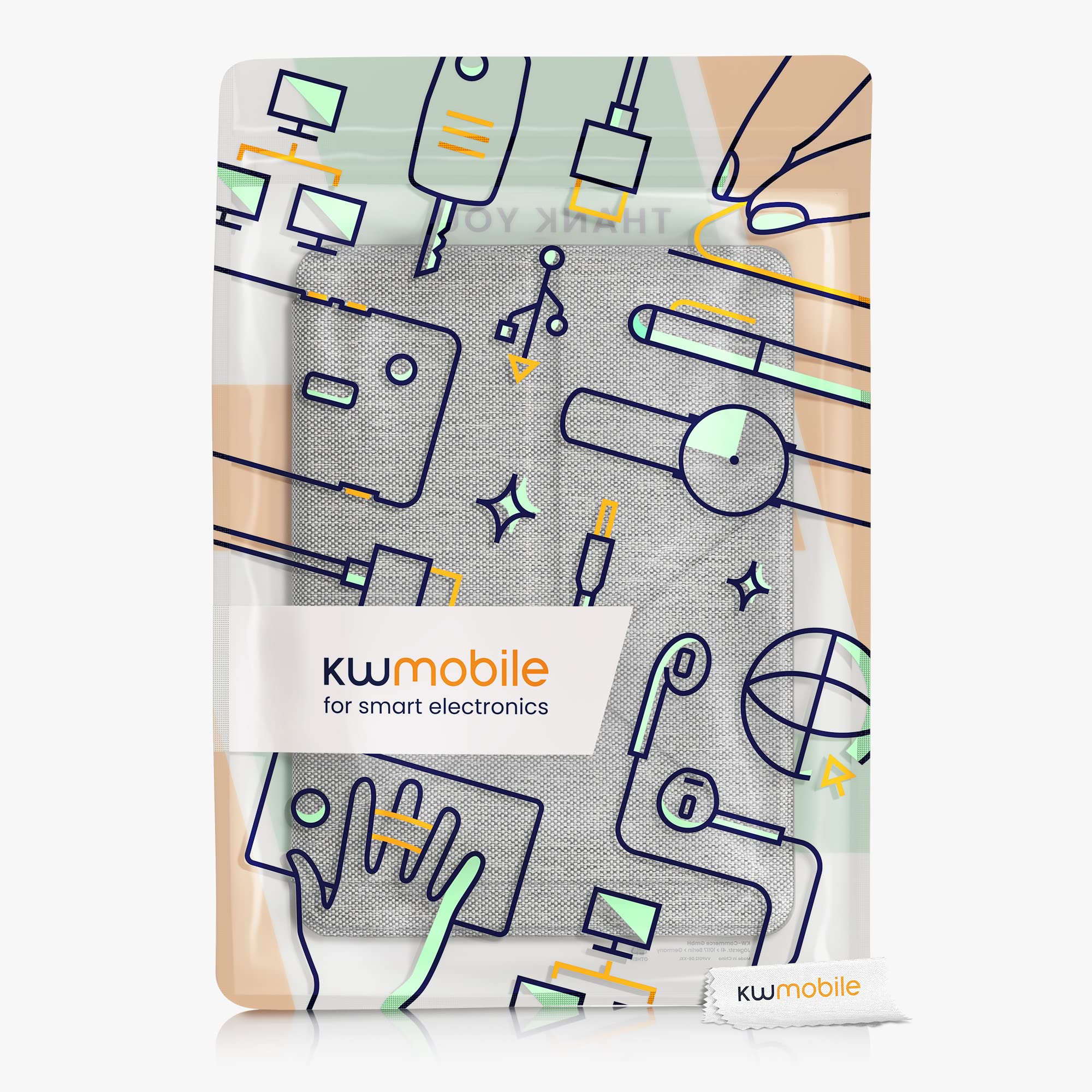 kwmobile materiałowe etui na e-czytnik kompatybilne z Amazon Kindle Paperwhite 11. generacji 2021 – pokrowiec na e-czytnik w jasnoszarym kolorze