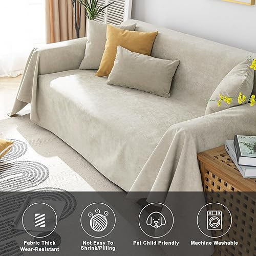 Miniatura 7 de STACYPIK Funda de sofá 100% impermeable, color beige, antideslizante, resistente al agua, para perros, para exteriores, a prueba de fugas, protector