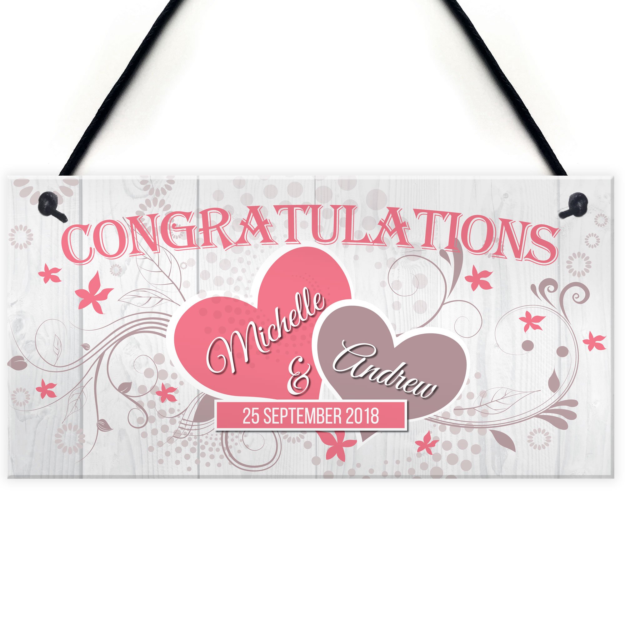Red Ocean Congratulations Couple Wedding Engagement Gift Keepsake Hanging Plaque Cute Love Sign Bridal Shower
