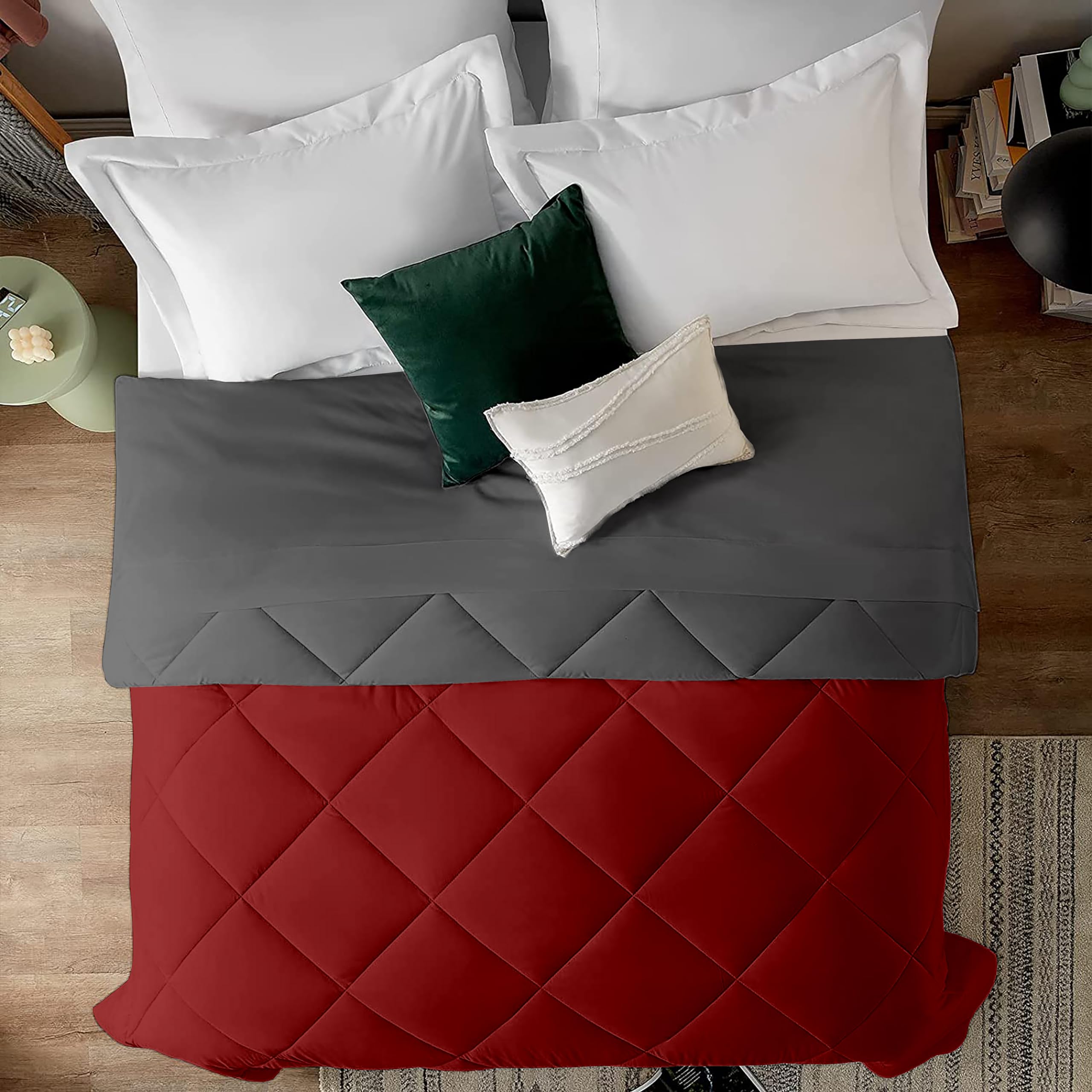 EDMUND - 600 GSM Heavy Winter Reversible Comforter for Double Bed Comforter/Duvet/Rajai/Quilt/Blanket (92" x 106") Inches - Winter 600 GSM Comforter | Burgundy&Dark Grey| TC - 300-image-31
