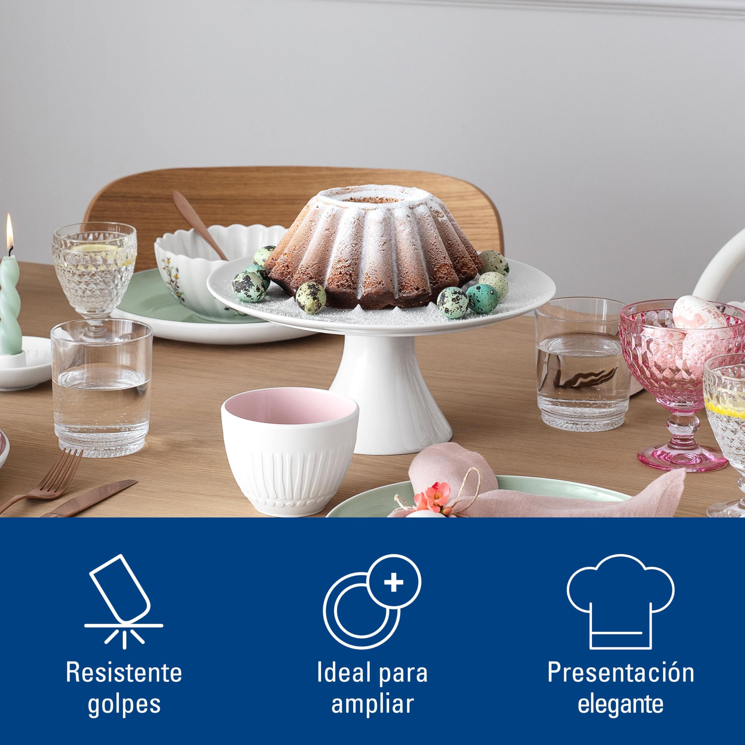 Villeroy & Boch - For Me plato con pie para tartas, plato de presentación para tartas y pasteles, porcelana premium, apto para lavavajillas, blanco