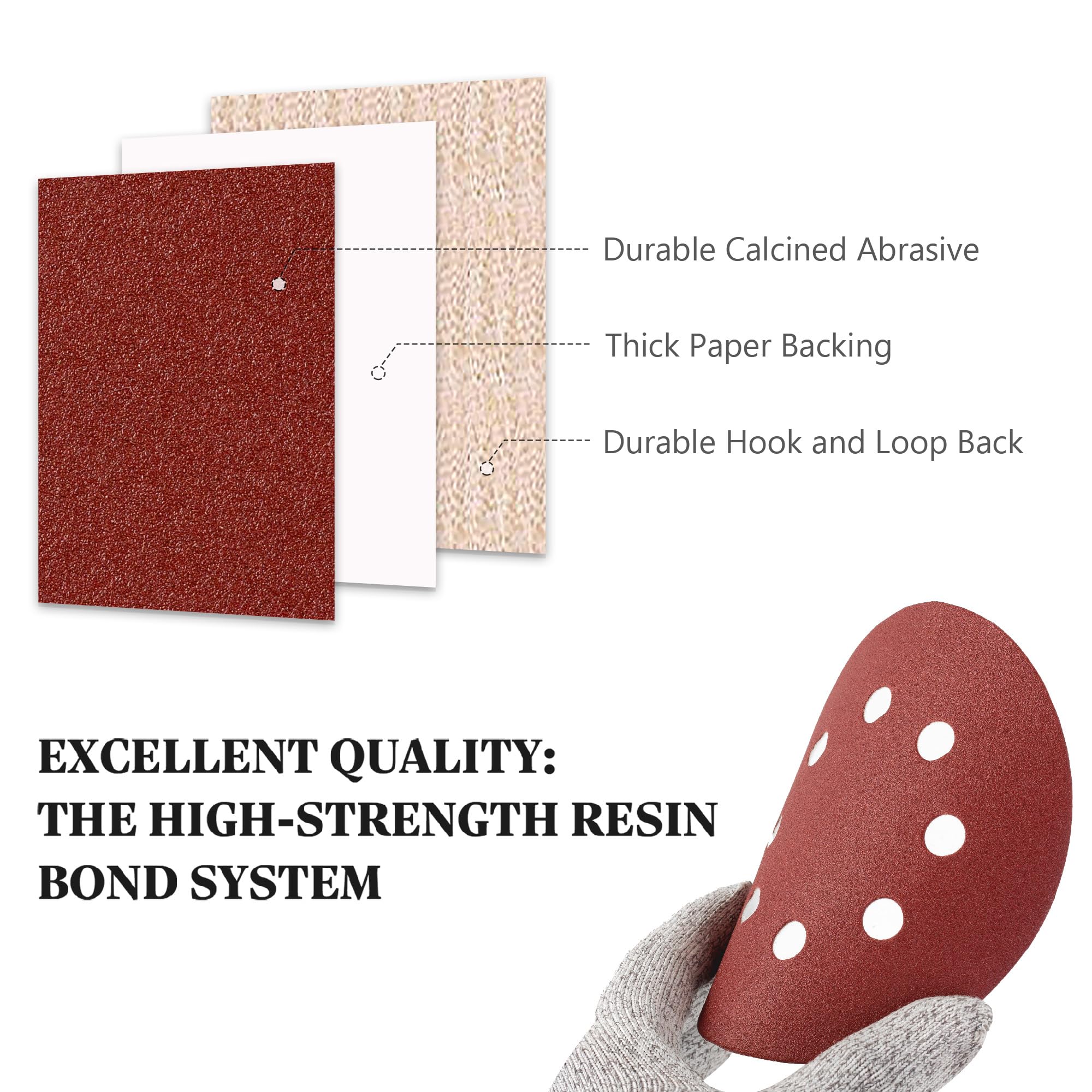 SATC Sanding Discs 180 Grit 72PCS Orbital Sander Discs 125mm Hook and Loop Round Orbital Sander Pads for Sanding - Image 2