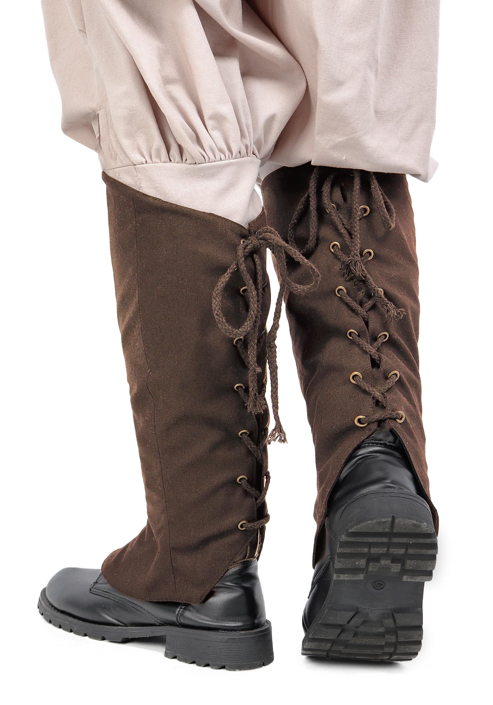 KUOIN Medieval Pirate Linen Boots Cover, Renaissance Drawstring Leg Wrap Costume Accessories