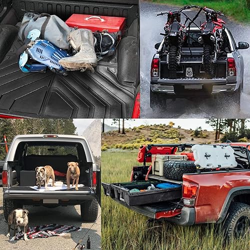 Miniatura 4 de Bomely Tapete para caja de camioneta compatible con Dodge Ram 1500 2019-2024, alfombrilla de cama de maletero TPE para todo tipo de clima, forro de