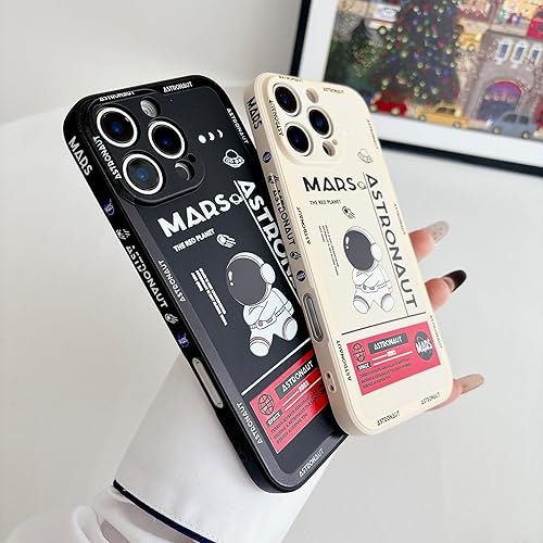 Miniatura 5 de Linda funda para iPhone 13 Pro Max, diseño de cohete espacial de astronauta de dibujos animados, elegante parachoques de goma TPU suave,