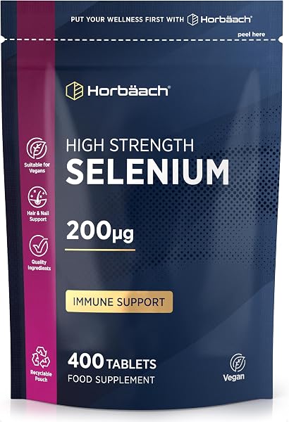 Horbaach Selenium Supplement 200mcg 400 Tablets