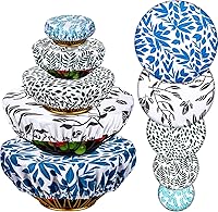 Vista 1 de 10 fundas reutilizables para tazones en 5 tamaños, tela elástica, para almacenamiento de alimentos, cubierta de tela de algodón para cocina, a