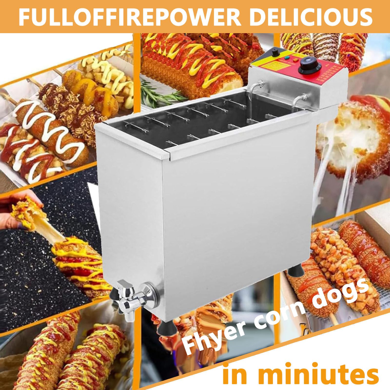 Macchina Elettrica per Hot Dog Coreani con Formaggio E Mozzarella, Friggitrice per Hot Dog Coreani, Macchina per Snack Commerciale Automatica con 12 Ganci E Grande capacità