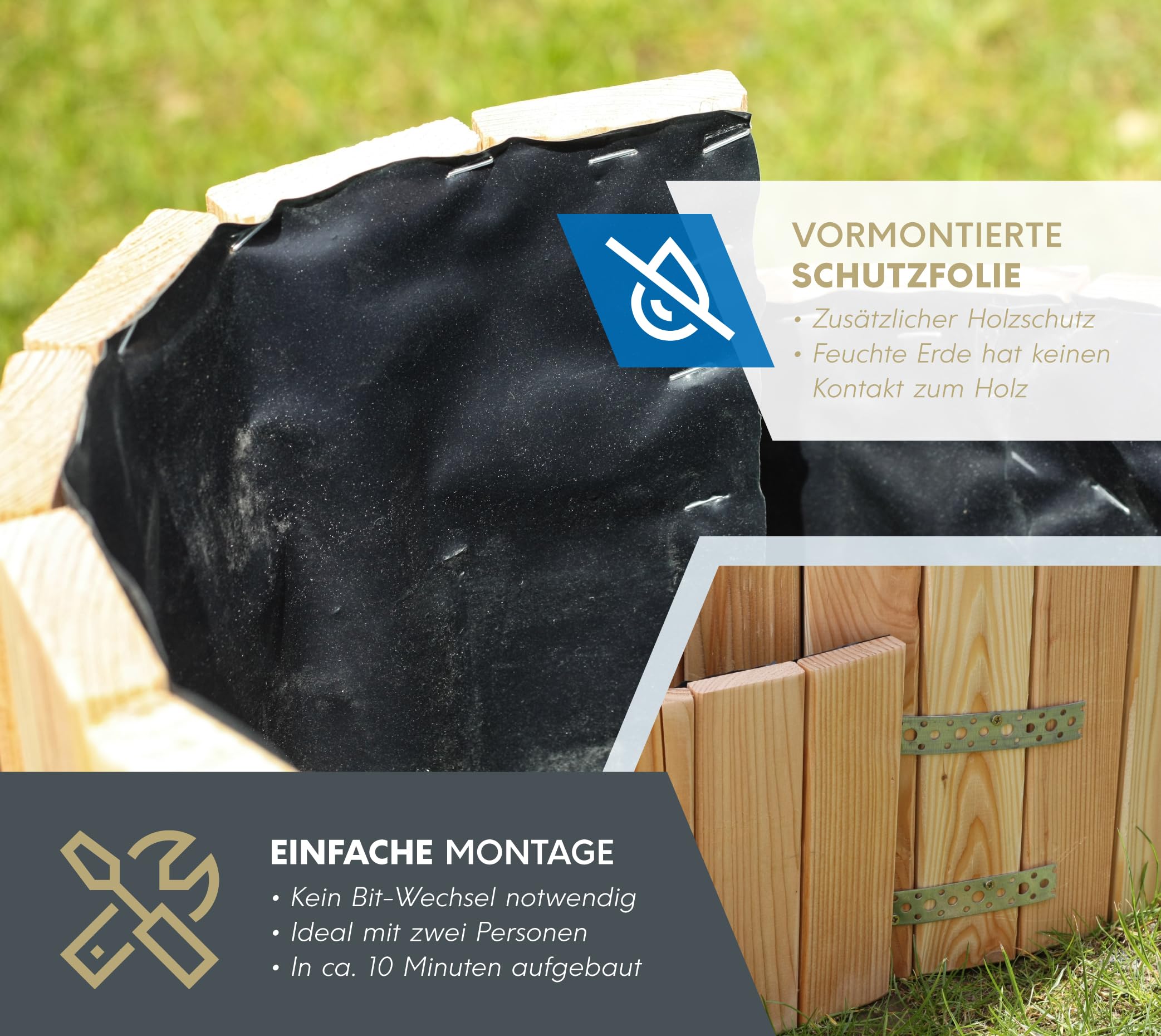 WESTMANN Kräuterschnecke aus Holz – Kräuterbeet für Garten, Terrasse und Balkon – Holz- & Frühbeet zum Bepflanzen von Kräutern oder Blumen – Blumenkasten für Hobbygärtner - 55x55x74 cm (BxTxH)