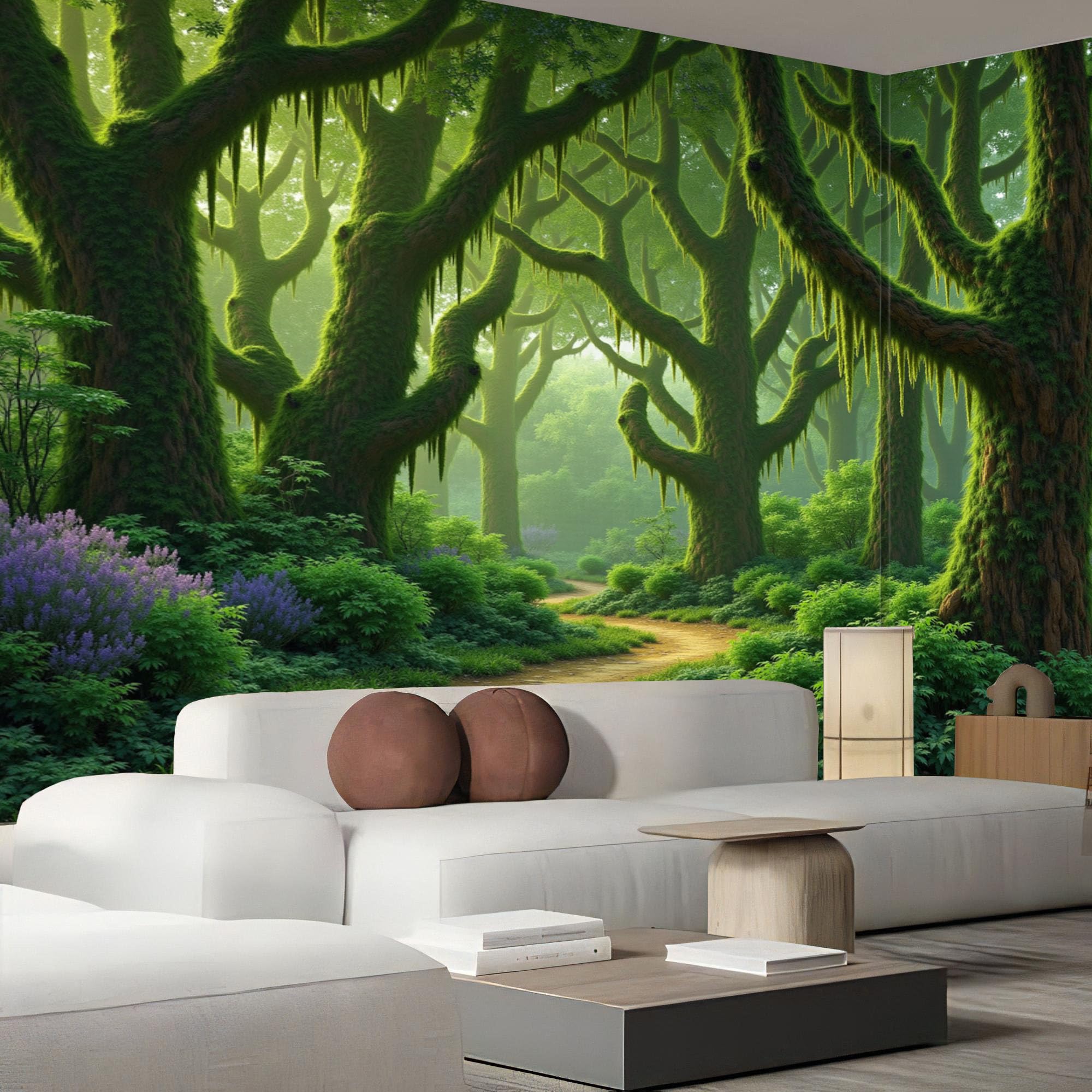 Papier peint mural forêt pour agrandir une petite chambre 3D