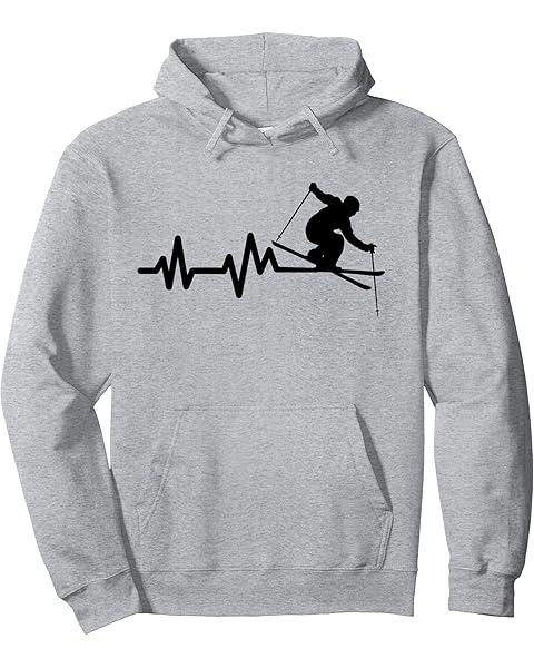 Ski Heartbeat Skiing Winter Skiing Resort Love Skiing Pullover Hoodie