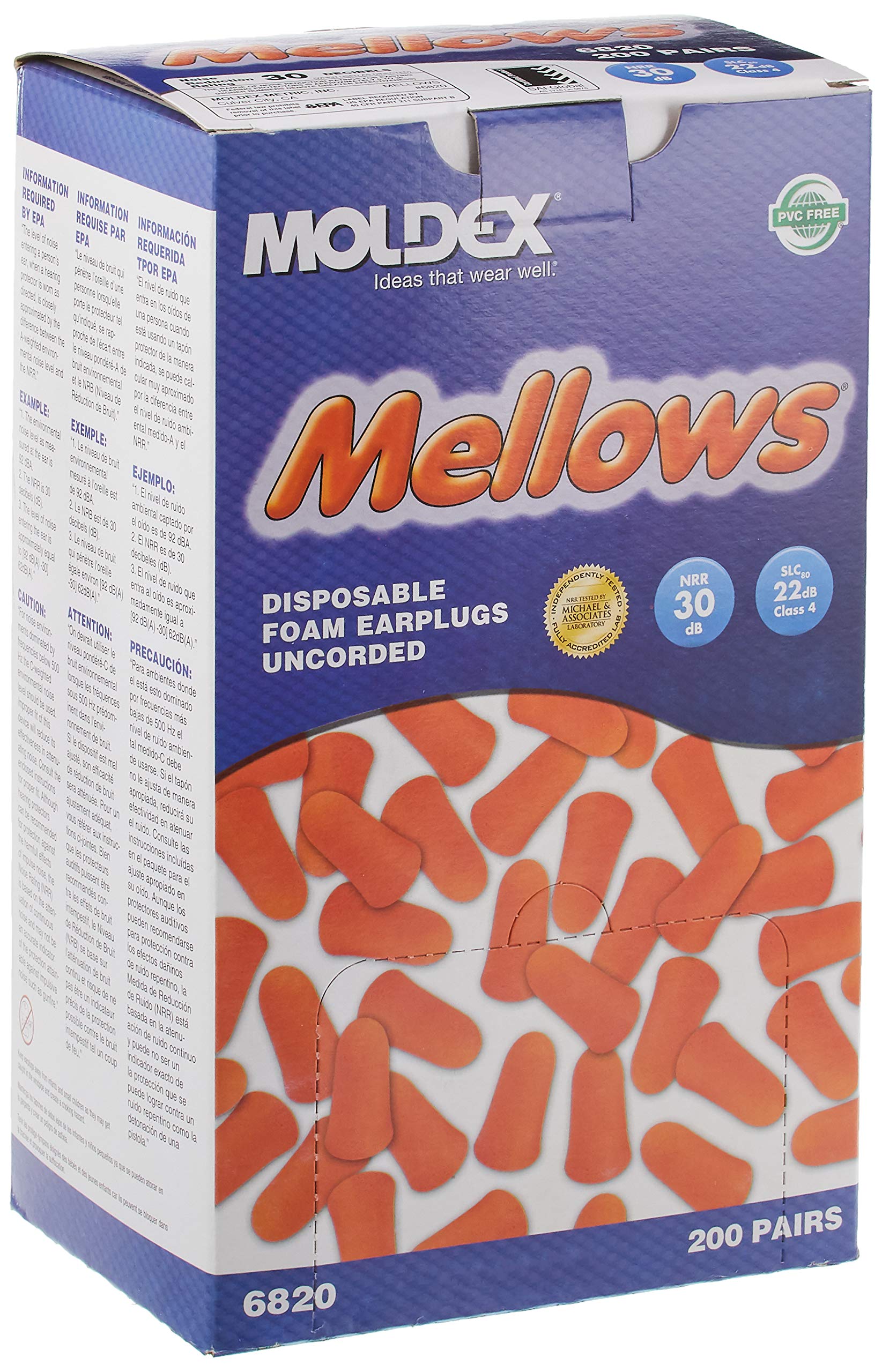 Amazon.co.jp: MOLDEX モルデックス 耳栓 6820 Mellows 200ペア