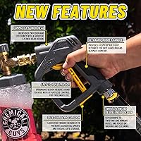 Vista 6 de Chemical Guys Snubby Pistola de lavado a presión con accesorio de cañón de espuma, mango corto para hidrolimpiadoras de gas y eléctricas, rociador