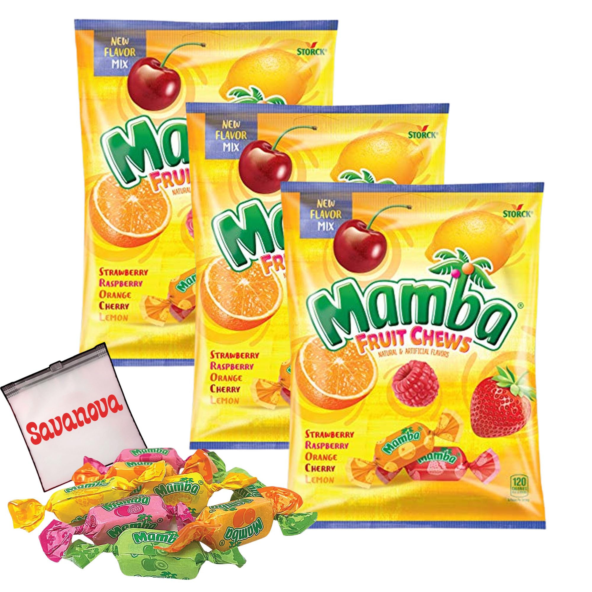 Mamba Fruit Chews Assorted Candy, Individually Wrapped Candies 3.52 oz (pack of 3). Great for Party Favor Candy Mix - Pinata Candy Bulk - Goodie Bag Stuffers for Kids Party Favors