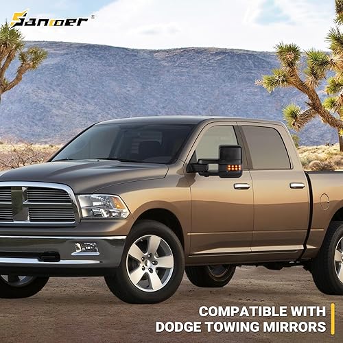 Miniatura 2 de Espejos de remolque para Dodge Ram 1500 2009-2018, Ram 2500 3500 2010-2018, Dodge 1500 Classic 2019-2024 con función de vidrio eléctrico,