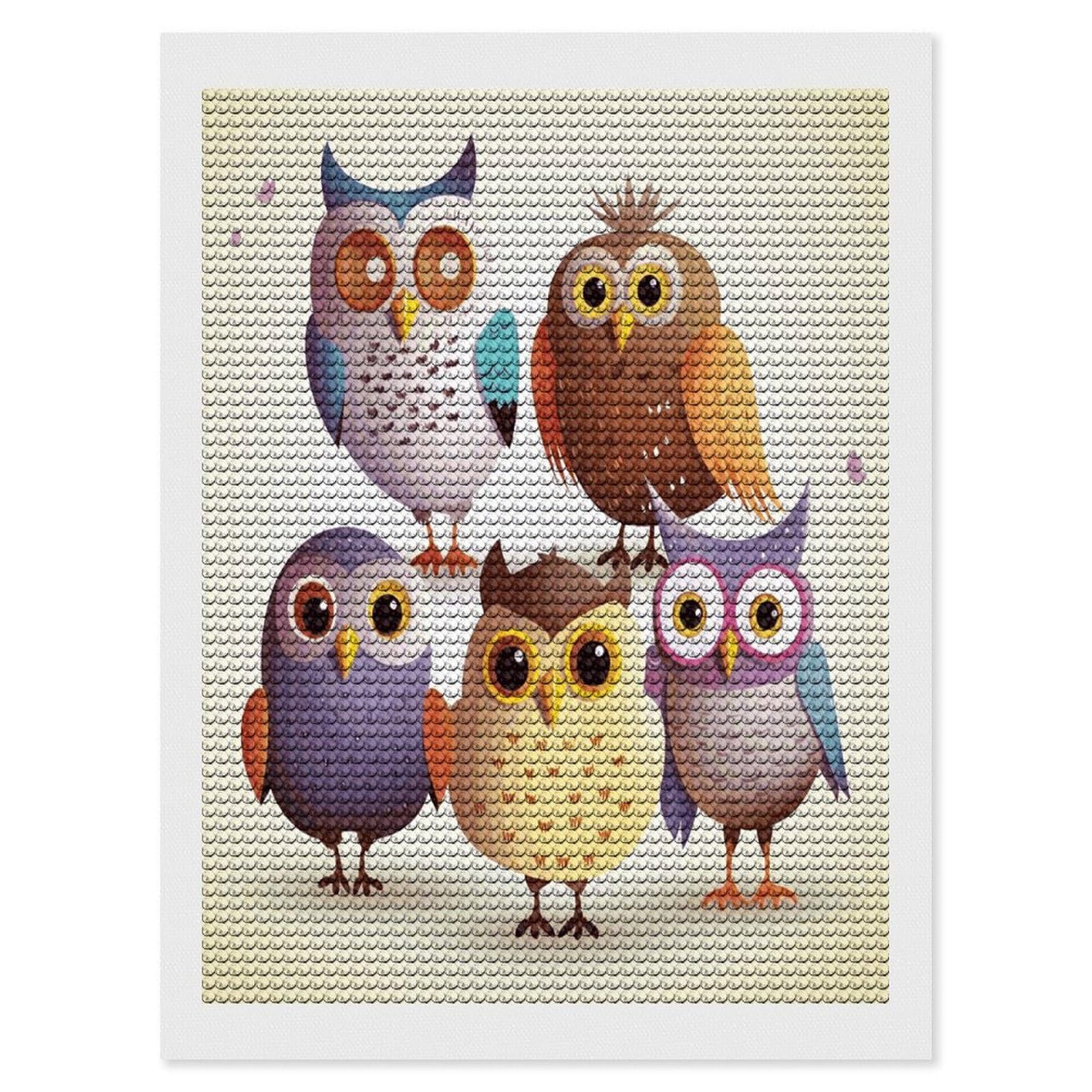 FekiLoot Owls Birds Paint by Numbers Kit for Adults Beginner DIY Diamond Dots Paintings Round Full Drill Diamond Art Kits Picture Diamond Art Painting Kits for Home Decor 12"x16"