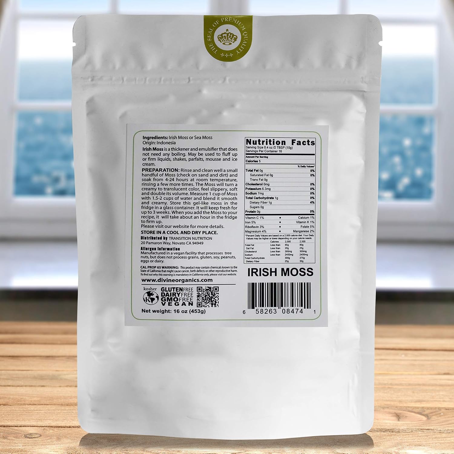 Fresh Whole Leaf Irish Moss - Raw - 16 oz