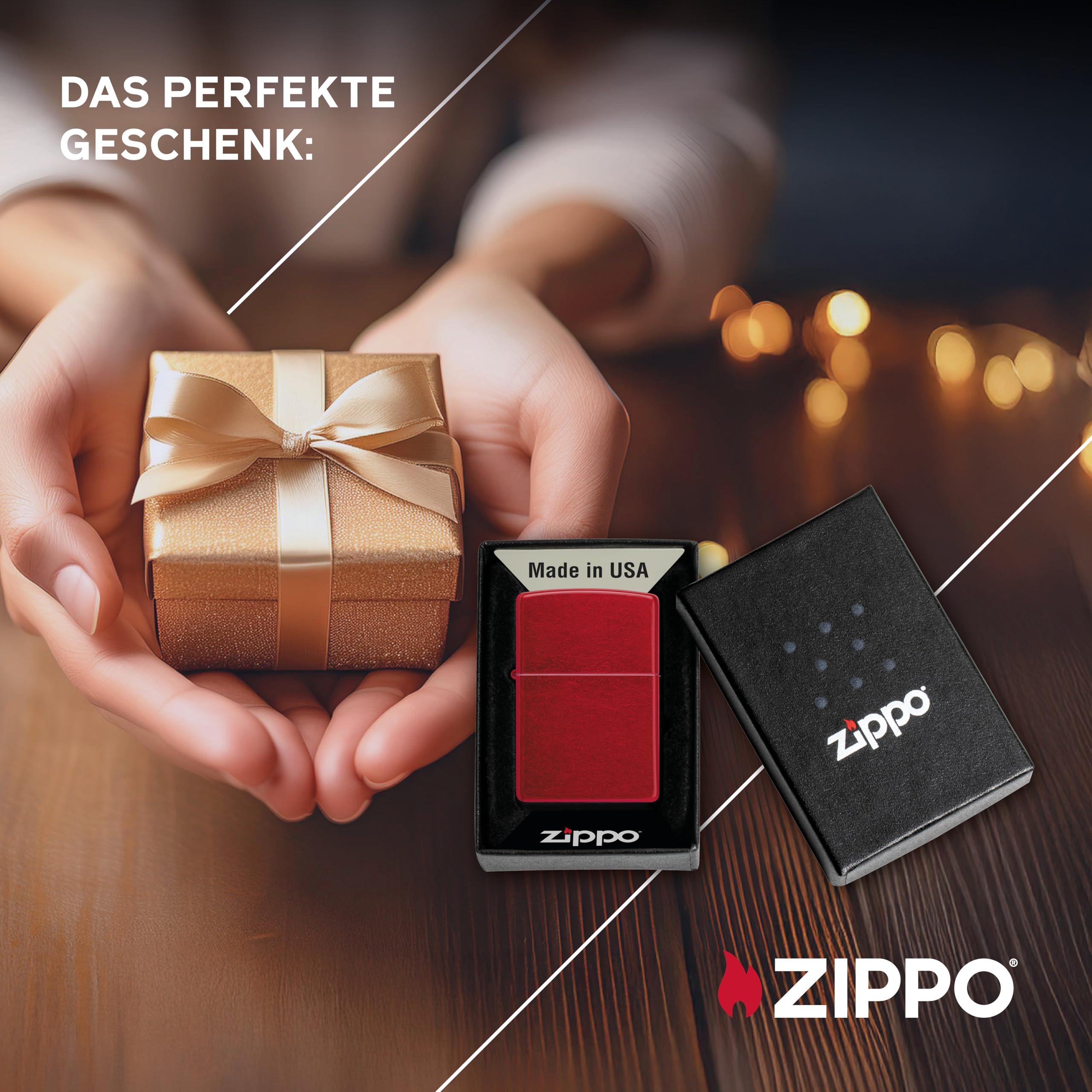 Zippo Sturmfeuerzeug - Candy Apple Red mit seitlicher Flammengravur - Nachfüllbar - Wiederverwendbar - Windfestes Design - Geschenkbox - Made in USA - Amazon Exclusive – Bild 6