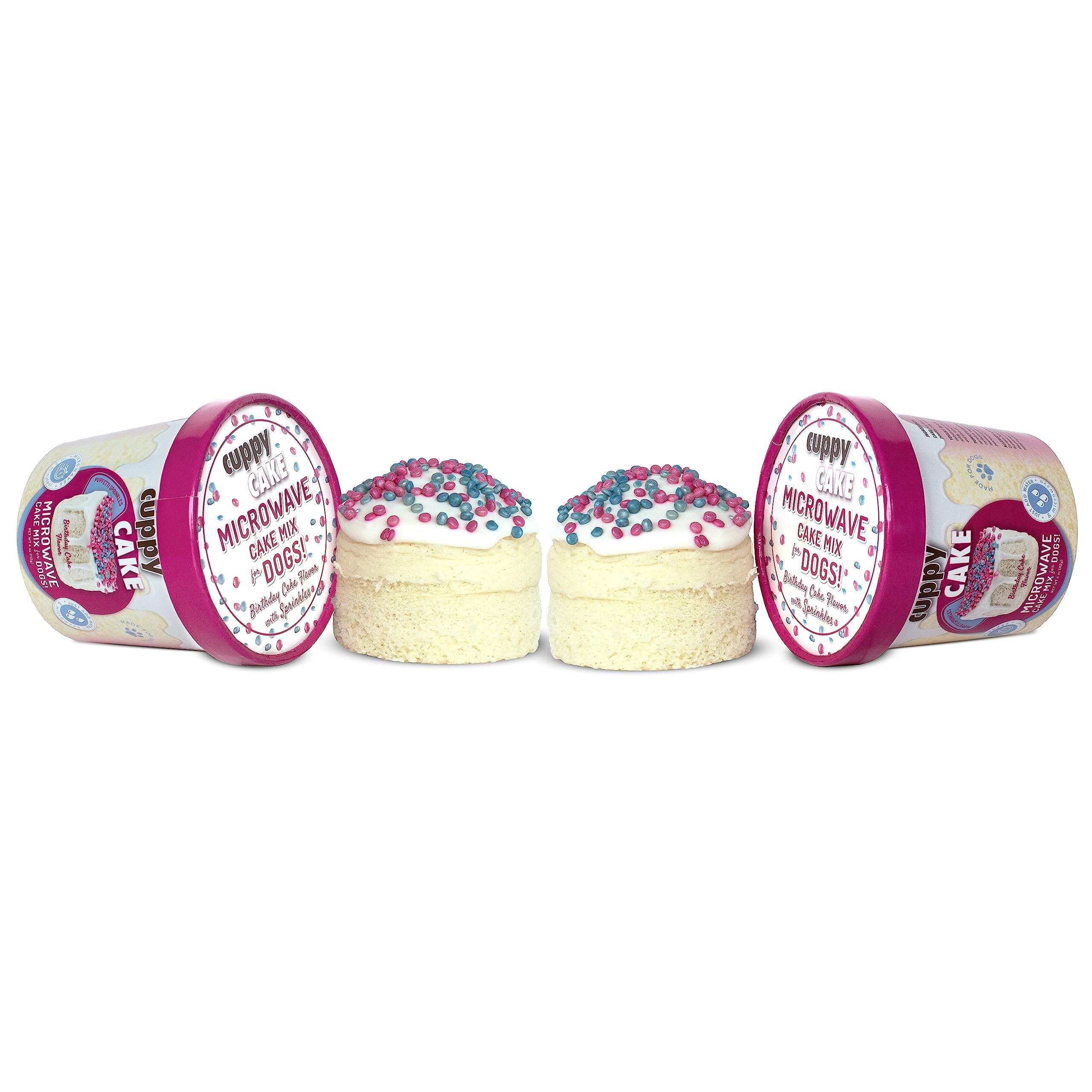 Cuppy Cake - Microwave Cake in a Cup for Dogs - Just Add Water & Microwave, Ready in 2 Minutes – (Vanilla Flavor with Pupfetti Sprinkles. 2 Pack) Made in USA.