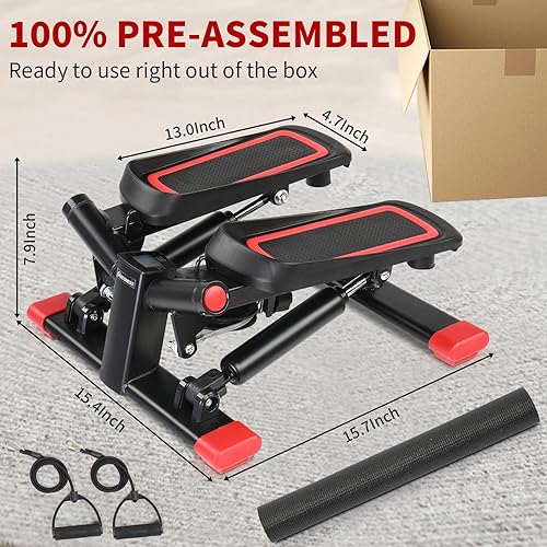 Miniatura 7 de Ktaxon Steppers para ejercicio, mini stepper, escalera con movimiento de giro único, capacidad de carga de 300 libras, diseño de resistencia