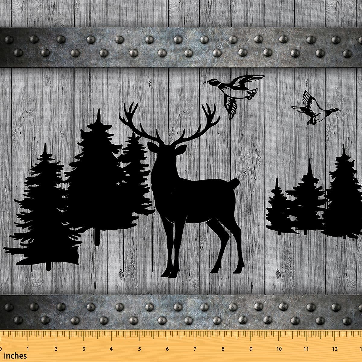 Deer Fabric by The Yard 3 Yard, Camping Hunting Upholstery Fabric forFarm Duck Deer Decorative Waterproof Outdoor Fabric Kids Toddler Farmhouse Outdoor Fabric