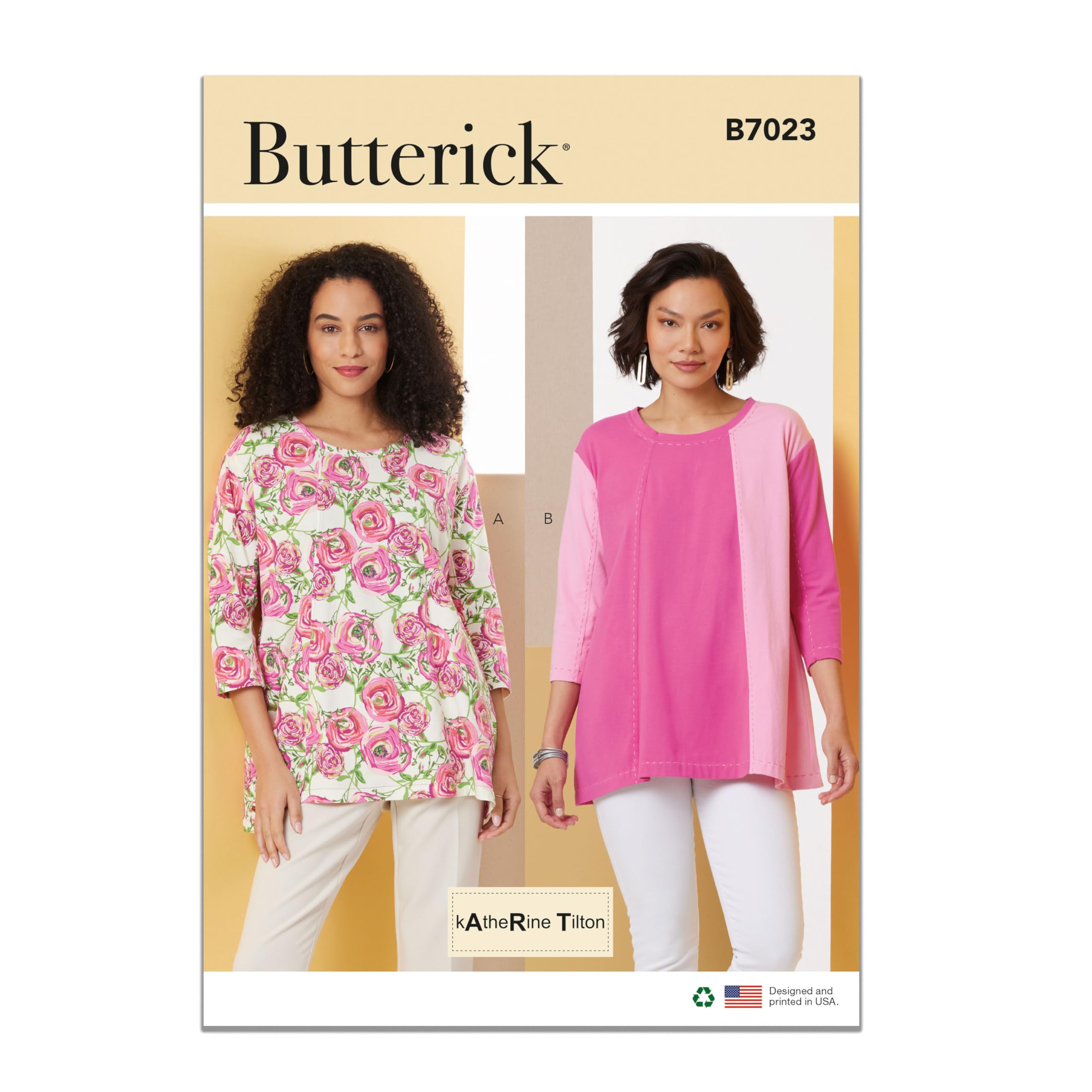 Patron de couture tuniques en tricot B7023A Butterick Katherine Tilton pour hauts femme