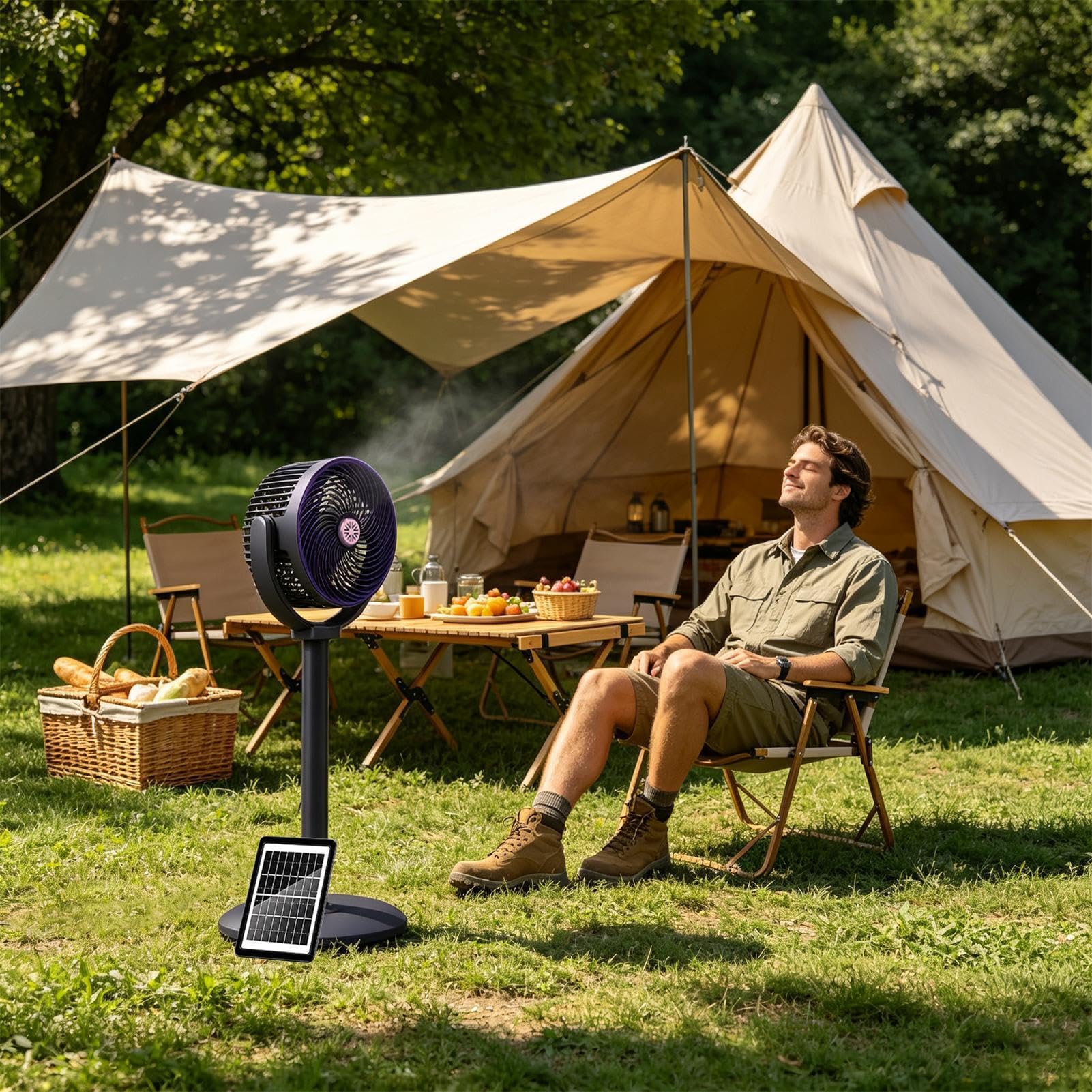 Ventilador Vertical Alimentado Con Energía Solar USB Recargable 5 | Ventilador de Pedestal Para Dormitorio Oficina Camping Jardín Balcón Patio