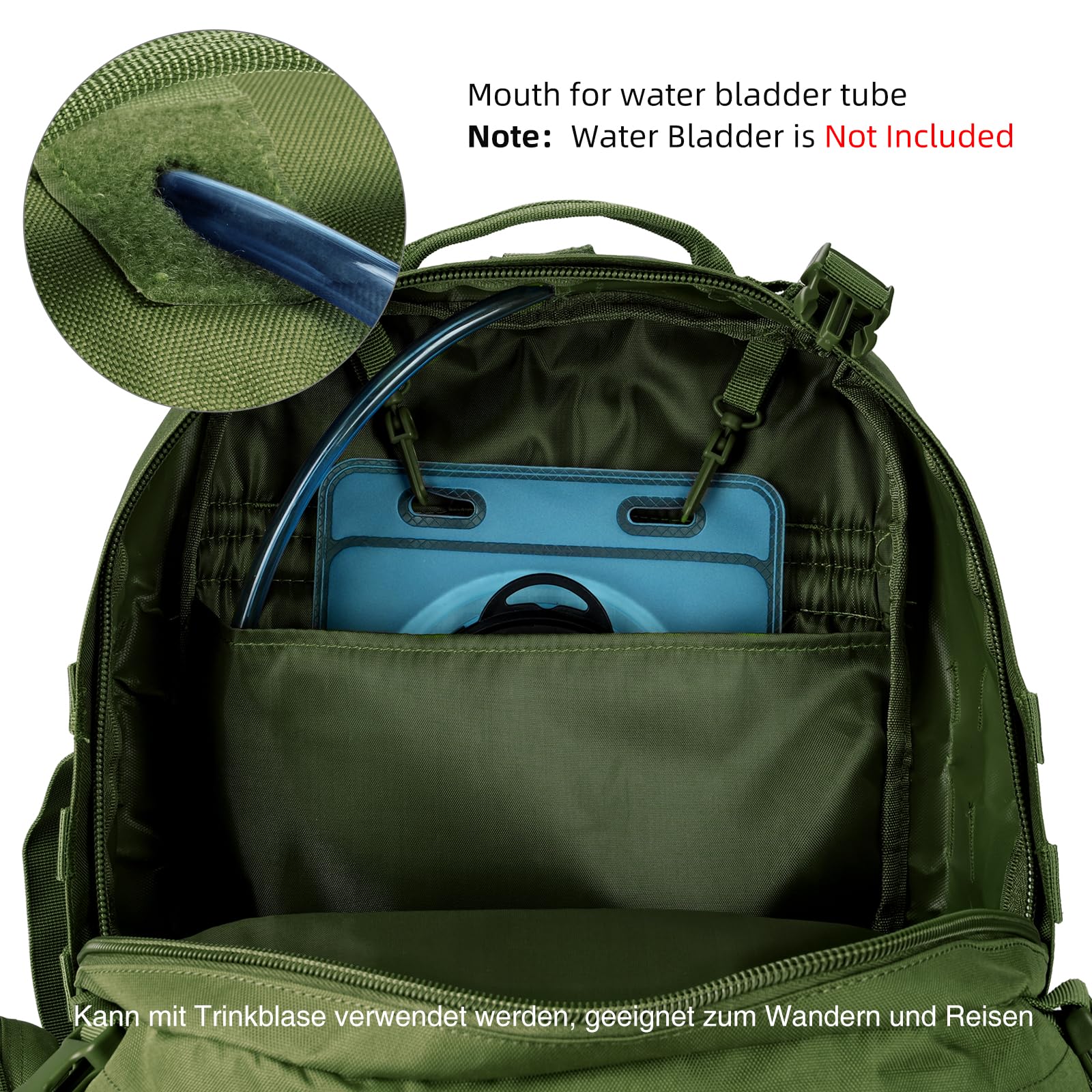 Zaino tattico militare da 60 l, grande zaino di sopravvivenza Molle, per uomo e donna, borsa rimovibile per esterni, verde, 60L, Zaino daypack