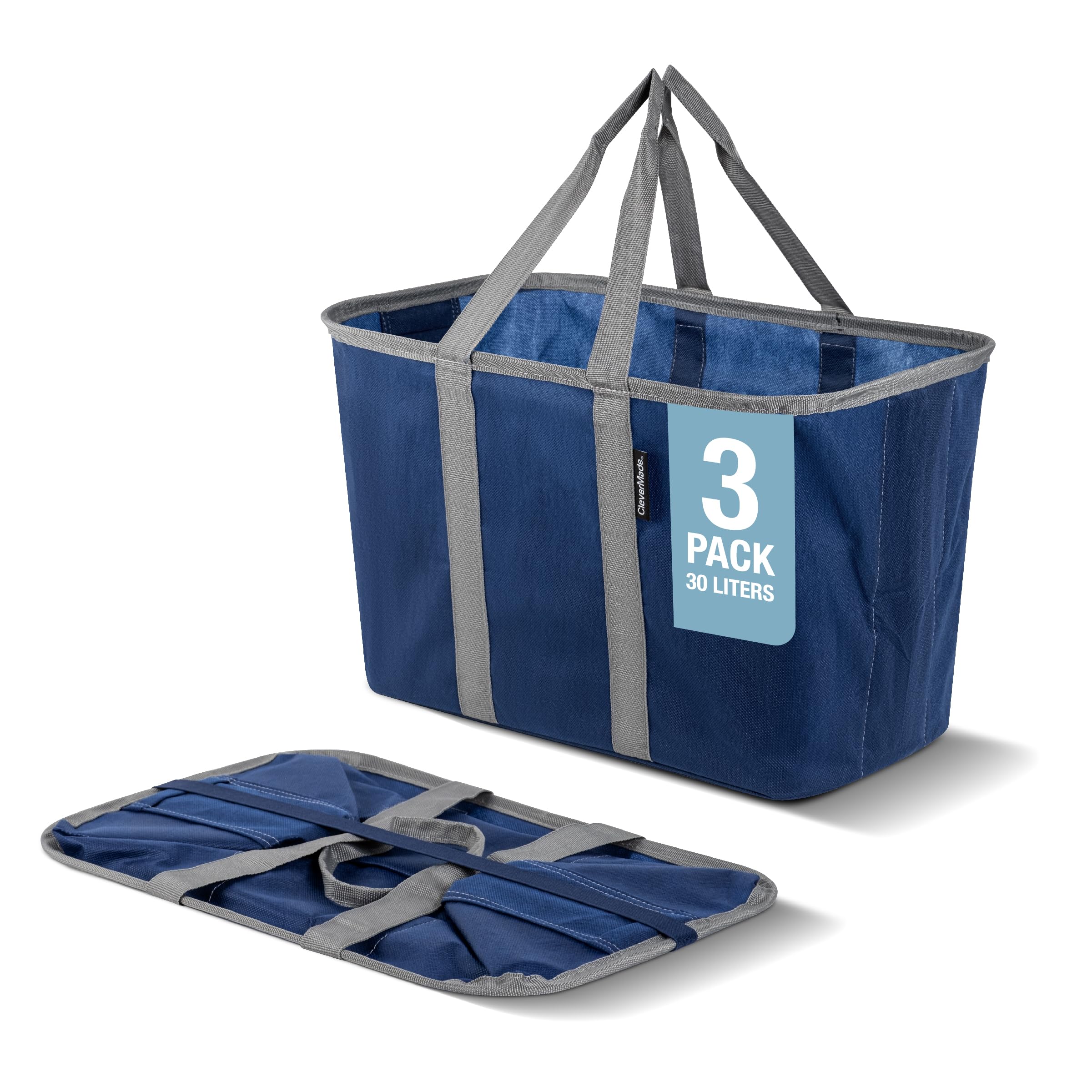 CleverMadeEcoBasket 20 Liter Reusable Tote Bag with Reinforced Bottom