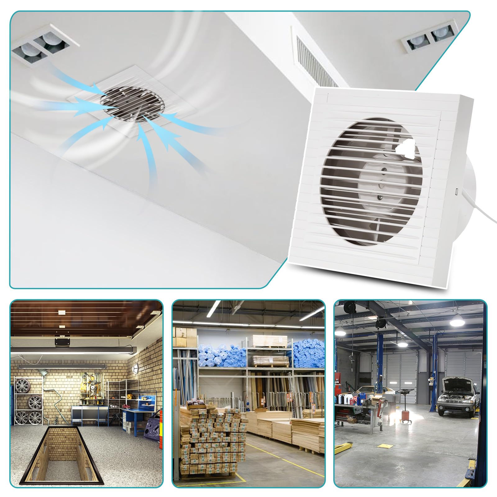 Randaco Badkamerventilator, 100 mm, met vochtsensor, luchtafvoerventilator, instelbare aanlooptijd, met timing, stille wandventilator voor badkamer, toilet, keuken, wit