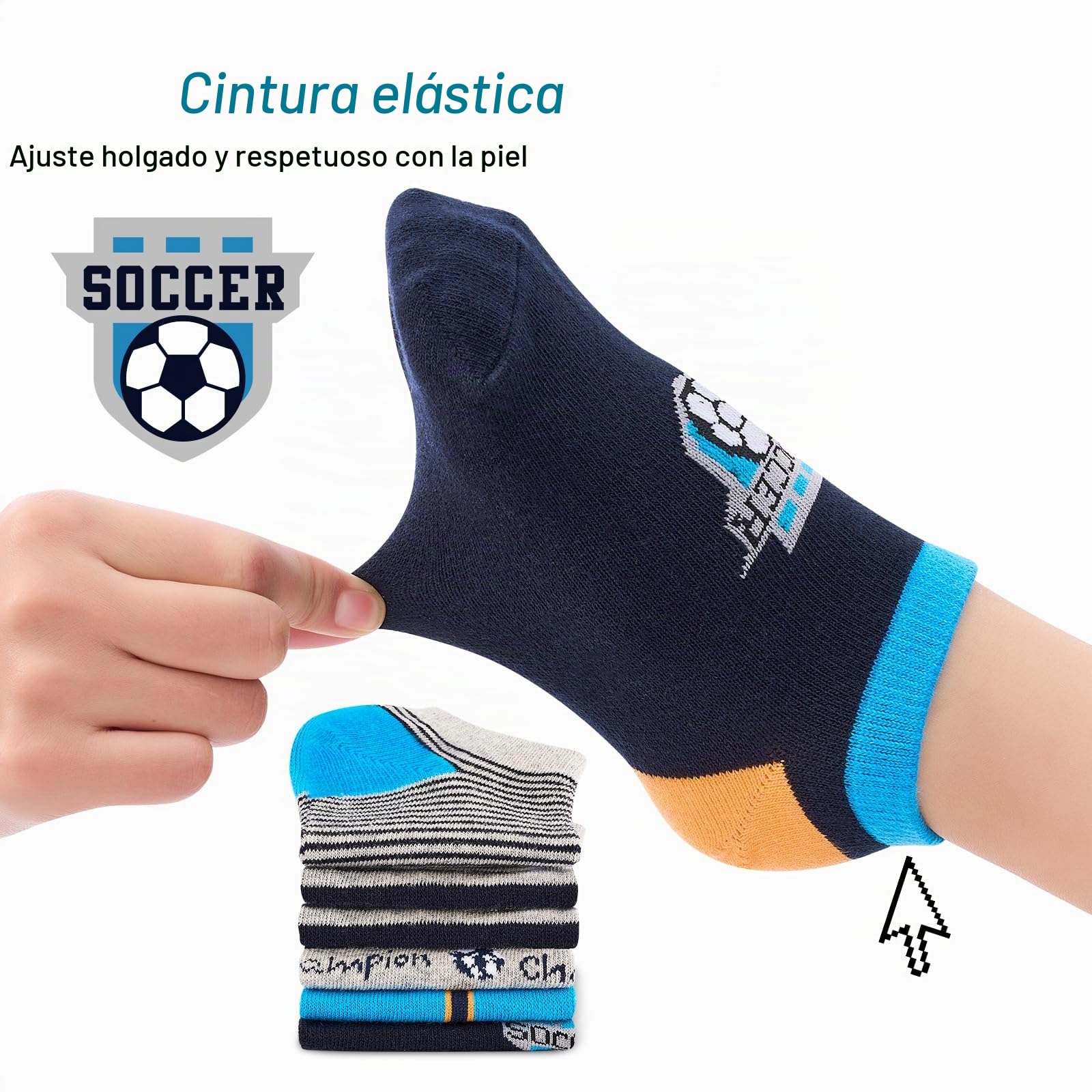 Cirorld Calcetines deportivos para niños 6 pares algodón fútbol coloridos