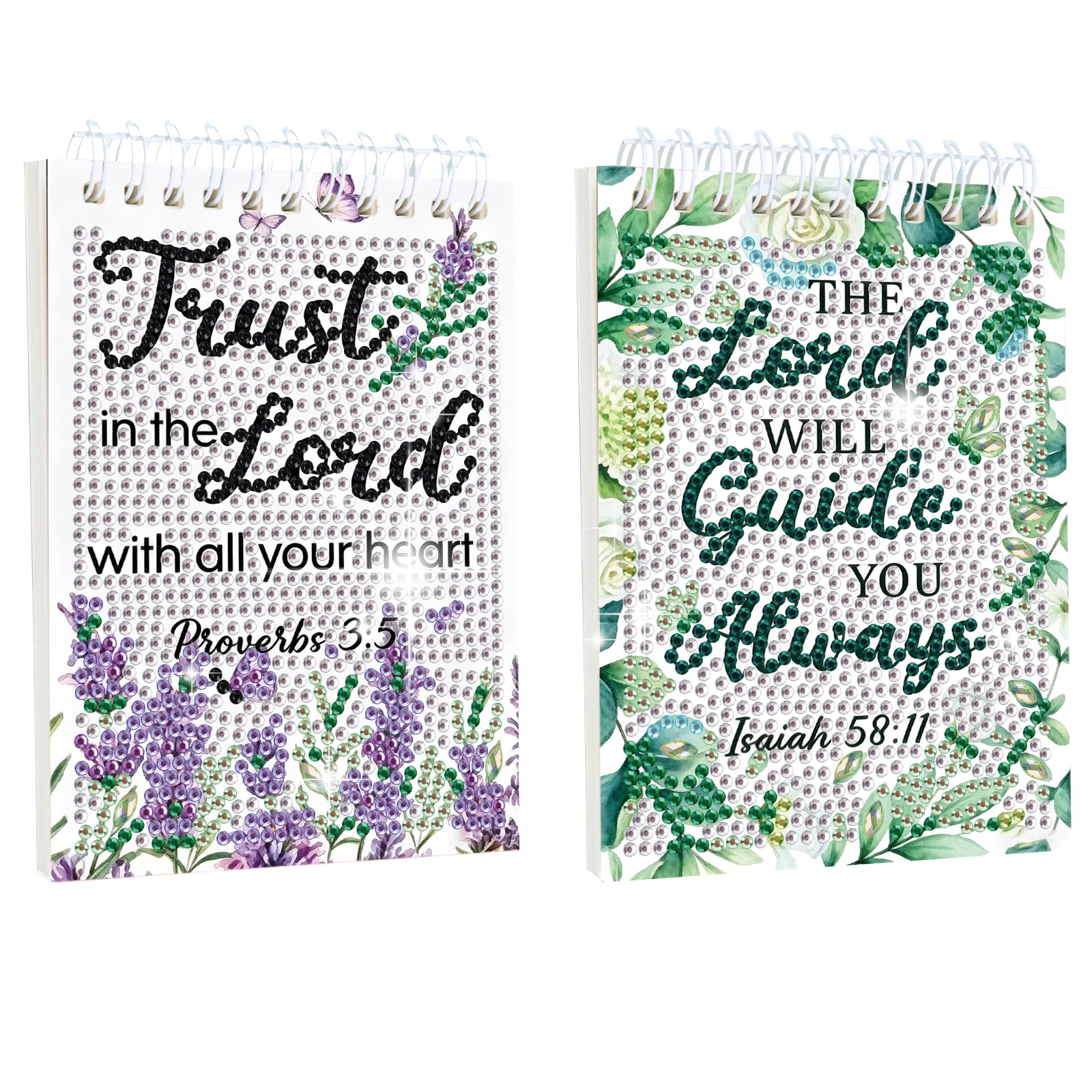 Trust In The Lord 2Pcs Diamond Painting Journals Notebooks Special Shaped Diamond Art Hardcover Dairy Book Pu 5D Diamond Art Painting Notebook With Tools For Adults Beginners Holiday Birthday Gift