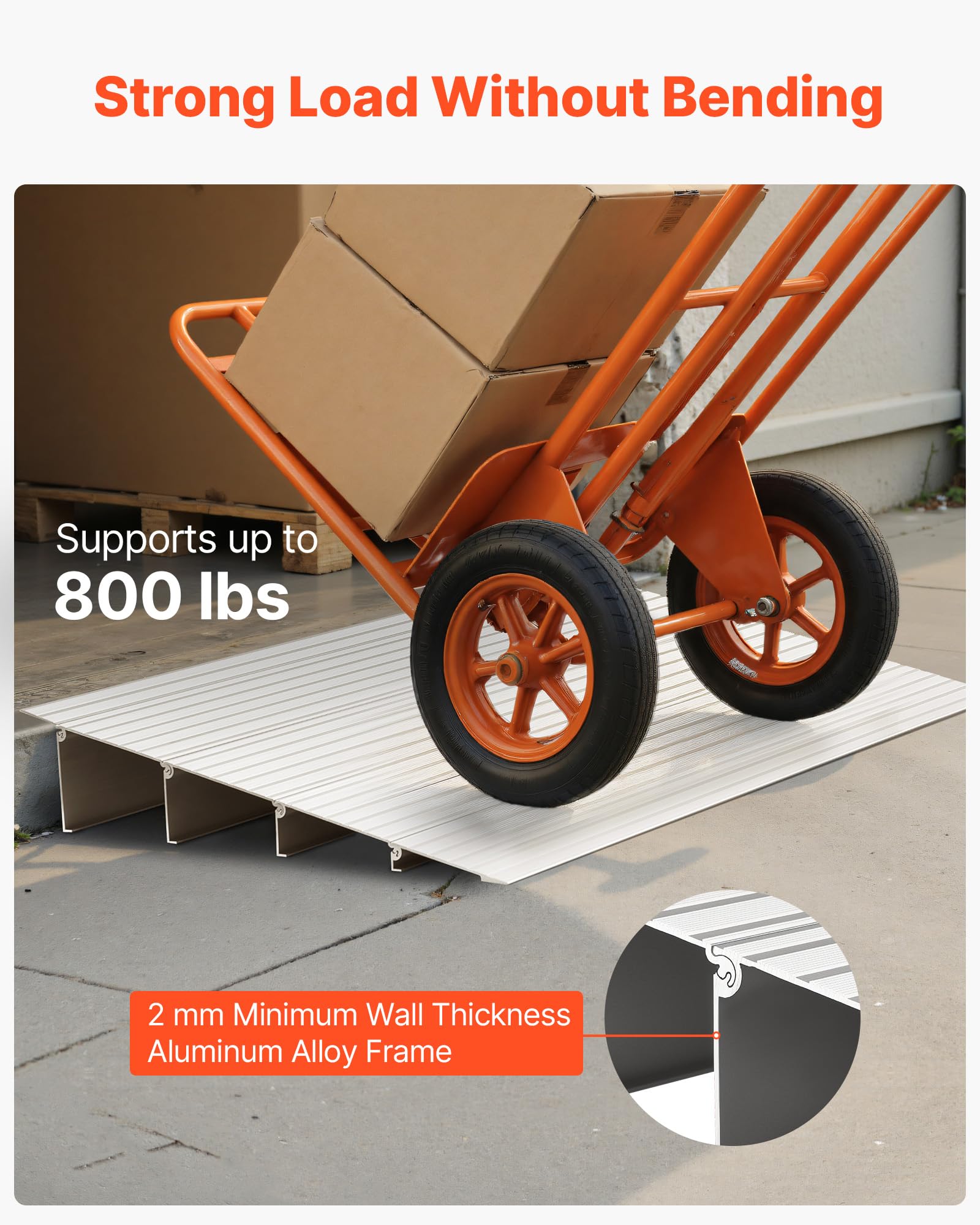 VEVOR Rampa progowa do drzwi, 550 x 865 x 115 mm, rampa dla wózków inwalidzkich ze stopu aluminium o nośności 360 kg, rampa do schodów domowych, do wózków inwalidzkich, skuterów, rowerów trójkołowych