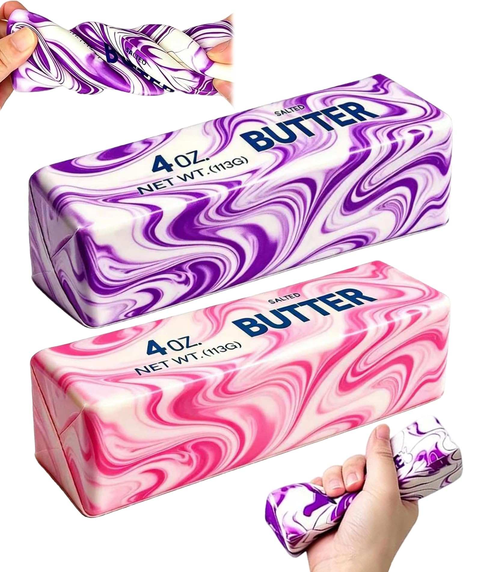 2 PCS Butter Squishy, Taba Squishy Soft Simulation Butter Decorations with Purple and Pink Marble Patterns, Stress Relief Sensory Toy for Desk Decor and Relaxation-image-47