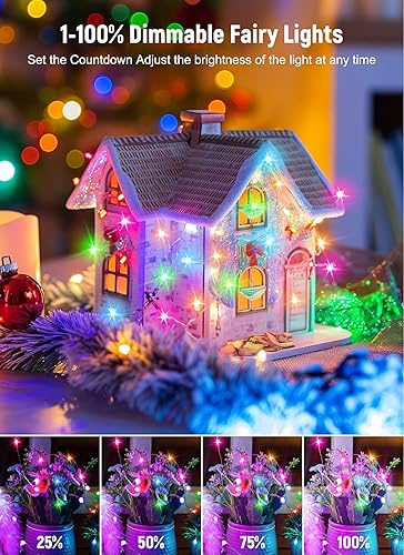 Miniatura 4 de Luces de hadas inteligentes con enchufe, paquete de 2, 33 pies, 100 LEDs, USB, Bluetooth, luces intermitentes con temporizador y control remoto,