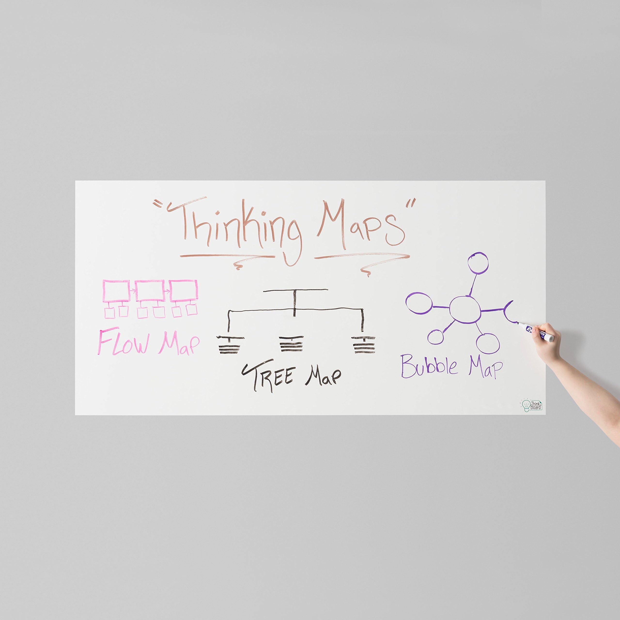 Think Board White Dry Erase Whiteboard 2'x4' – Self-Adhesive Reusable Writing Surface for Wall, Desk, or Fridge – Peel & Stick Removable Message Board for Home, Office & School